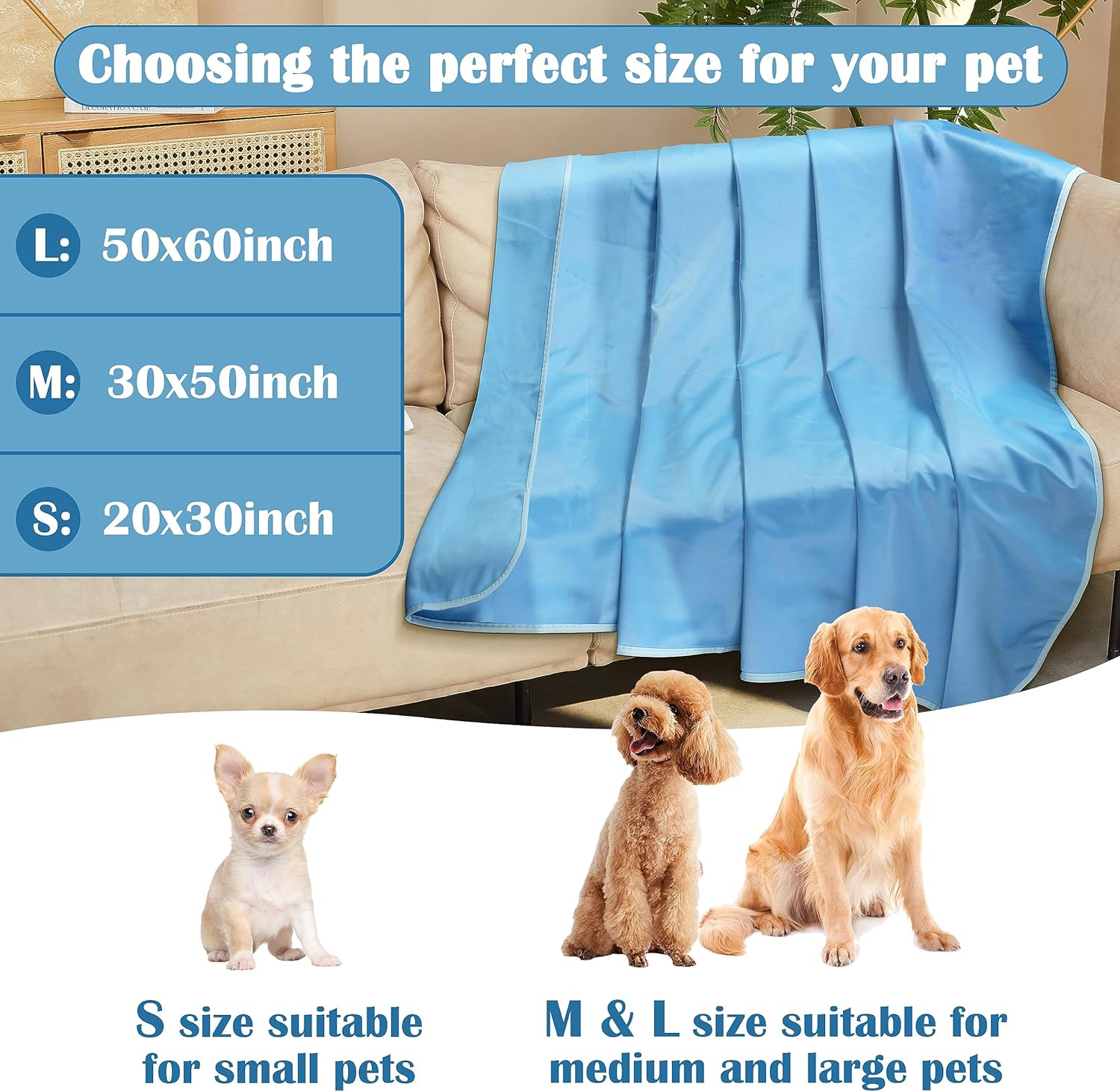 Kritter Planet Funda de cama refrescante impermeable para perro, manta reversible para mascotas, tapete de cama para mascotas, funda protectora para