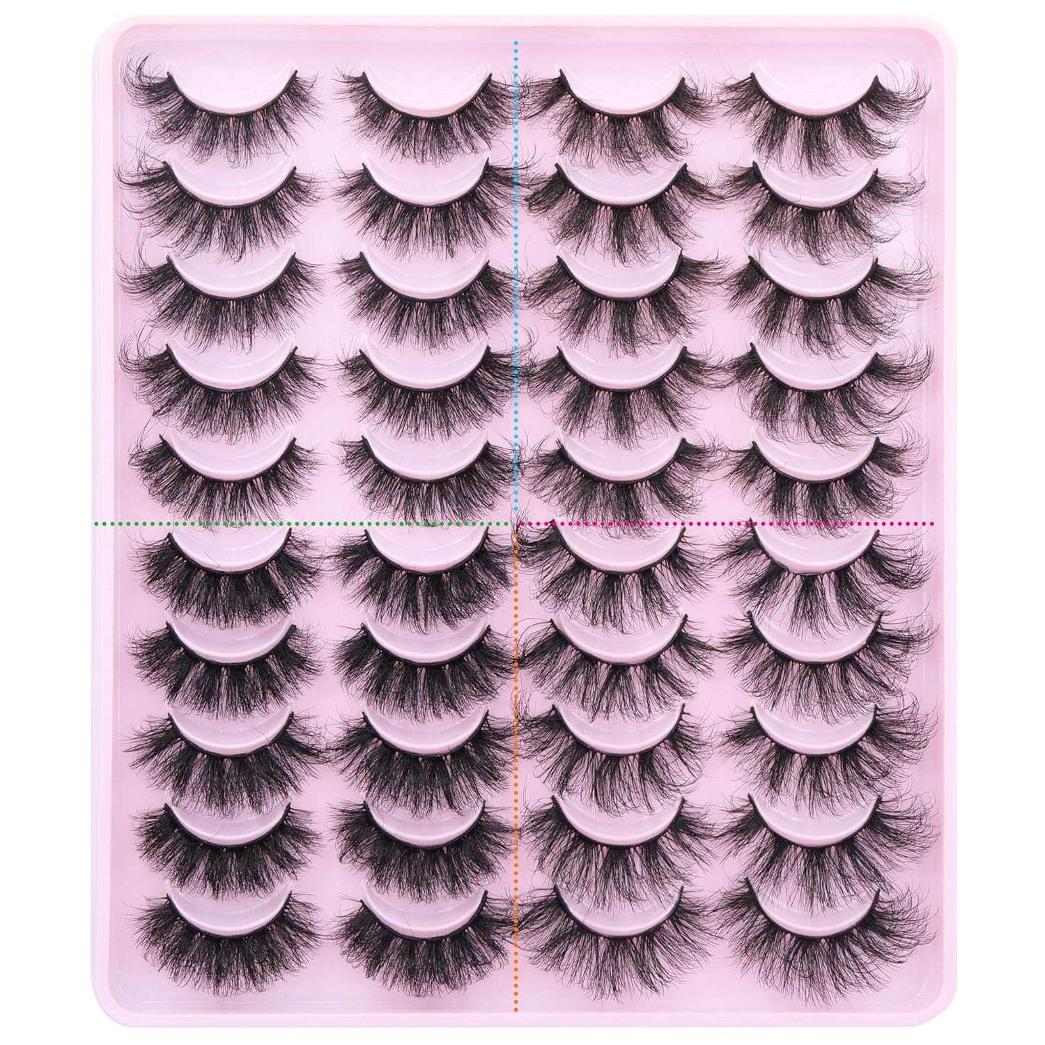 Geeneiya, 20 pares de pestañas postizas esponjosas y finas, de 0.76 pulgadas, aspecto natural, 5D, volumen 5D, pestañas que parecen extensiones de 4