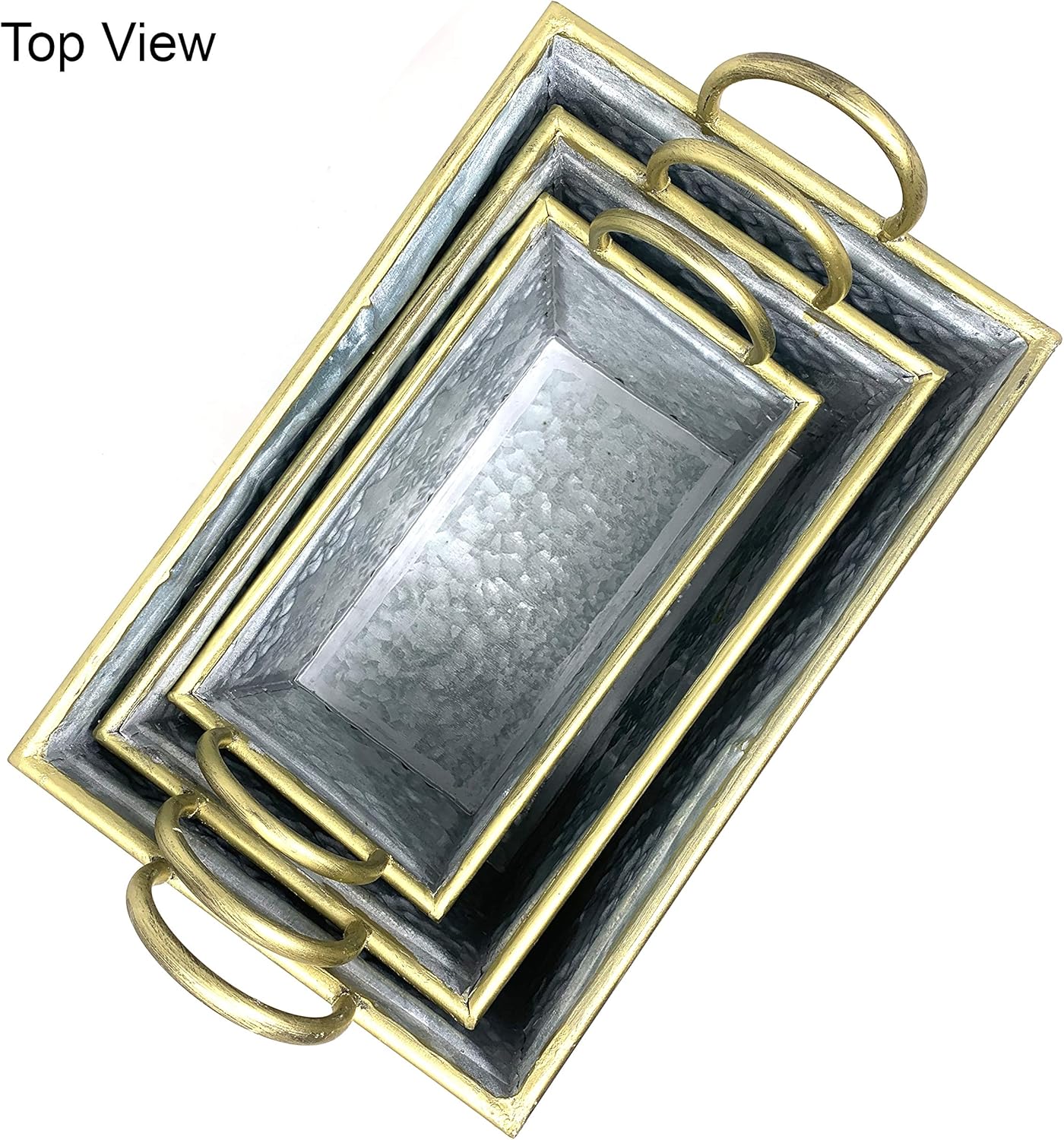 Allgala Juego de 3 macetas galvanizadas con asas, decoración interior y exterior, trébol azul HD88322A