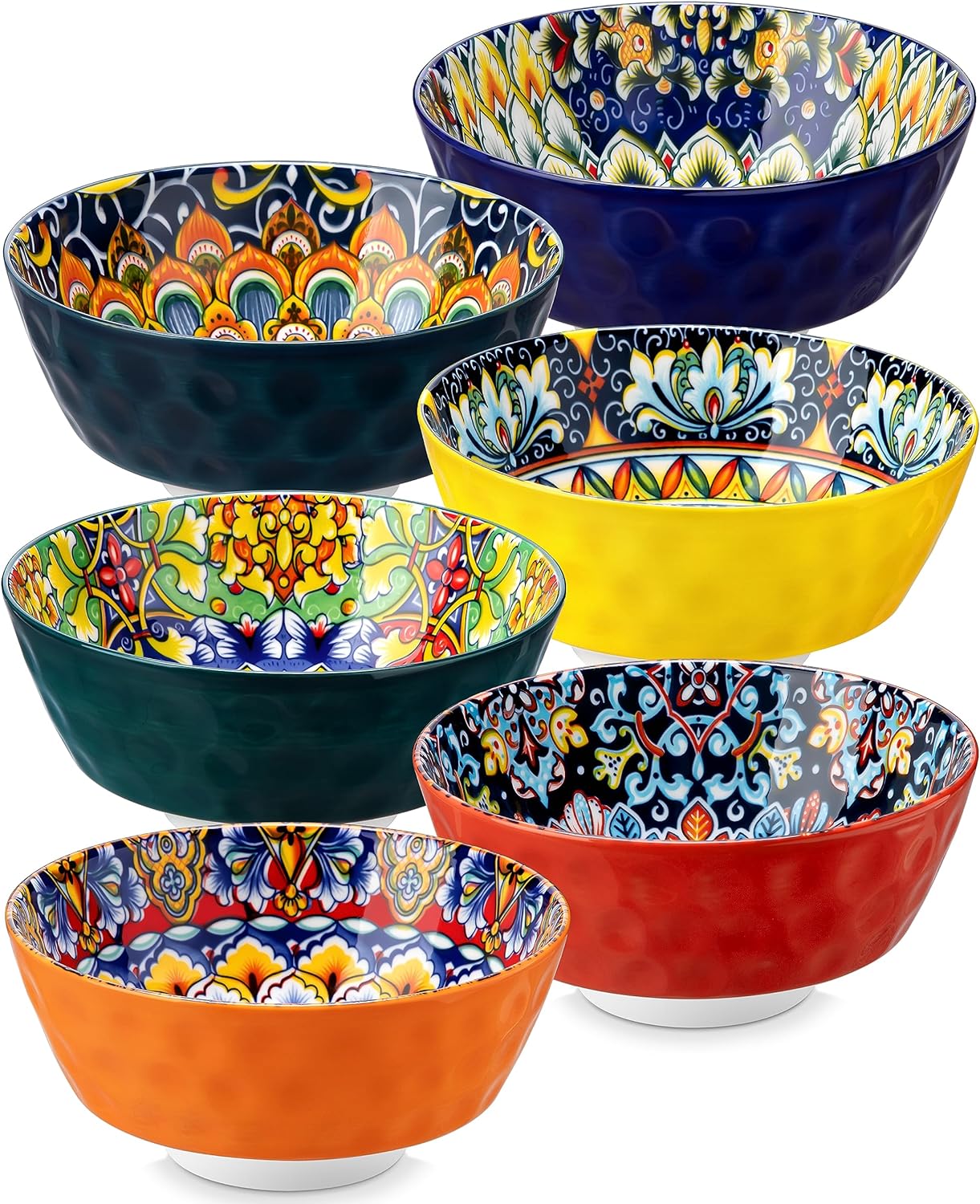 vancasso Juego de 6 cuencos para cereales, cuencos de sopa de cerámica, juego de cuencos corlorful de 26 onzas para cocina, lavavajillas y