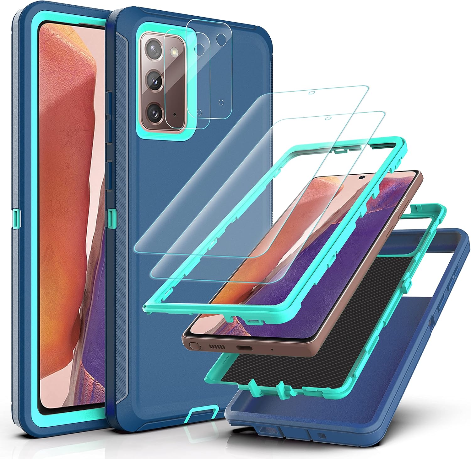 YmhxcY Note 20 – Funda con película de TPU flexible autorreparable (paquete de 2) y película protectora de pantalla para lente de cámara (paquete de