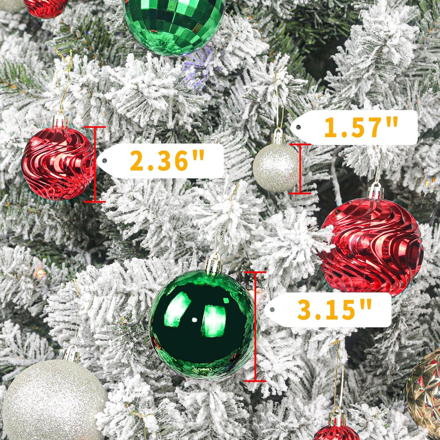 Annecy Adornos para árbol de Navidad, juego de 36 adornos de bolas de Navidad inastillables para Navidad, vacaciones, corona y decoraciones de