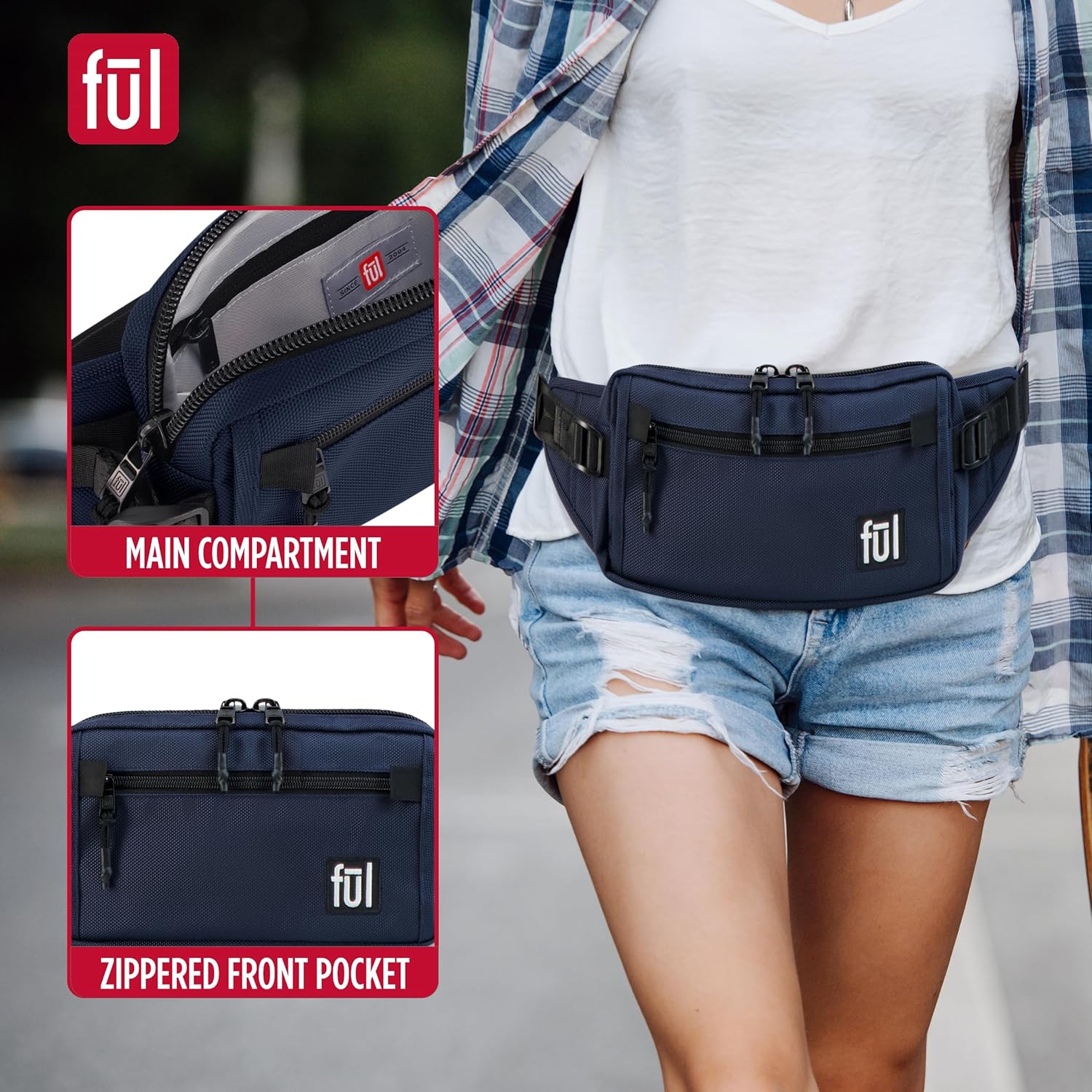 FUL Tactics Collection – Cangurera cruzada con cintura para hombres y mujeres, bolsa para cinturón