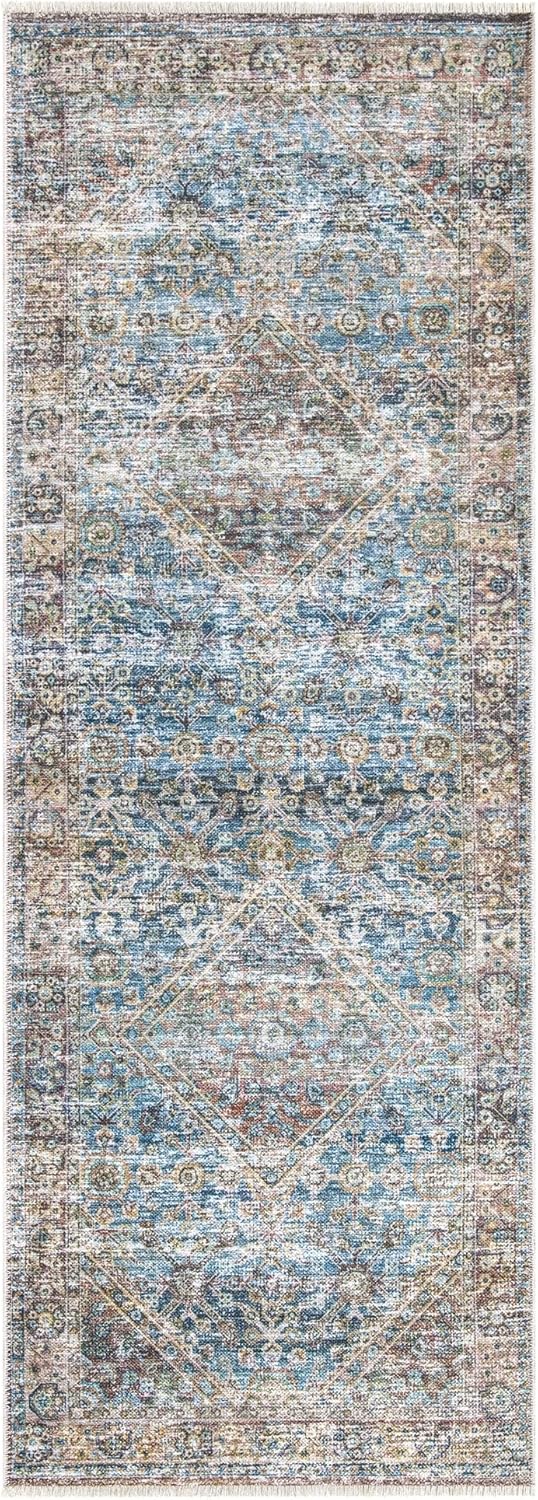 Bloom Rugs Alfombra Caria lavable, antideslizante, de 3 x 5 pies, color grisazul oscuro, alfombra tradicional para sala de estar, dormitorio,