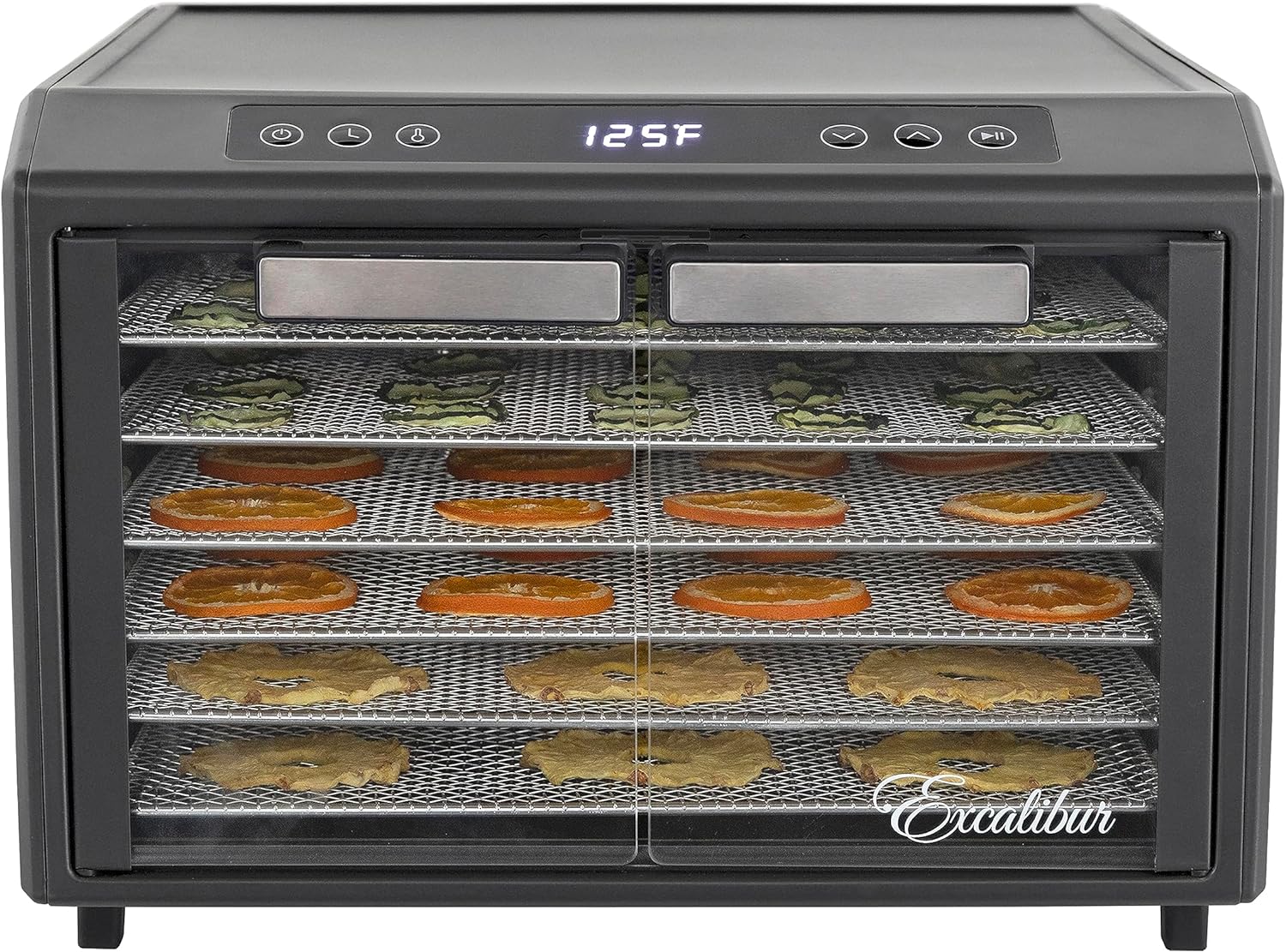Excalibur Deshidratador eléctrico de alimentos Select Series 6 bandejas con control de temperatura ajustable, incluye bandejas de secado cromadas,