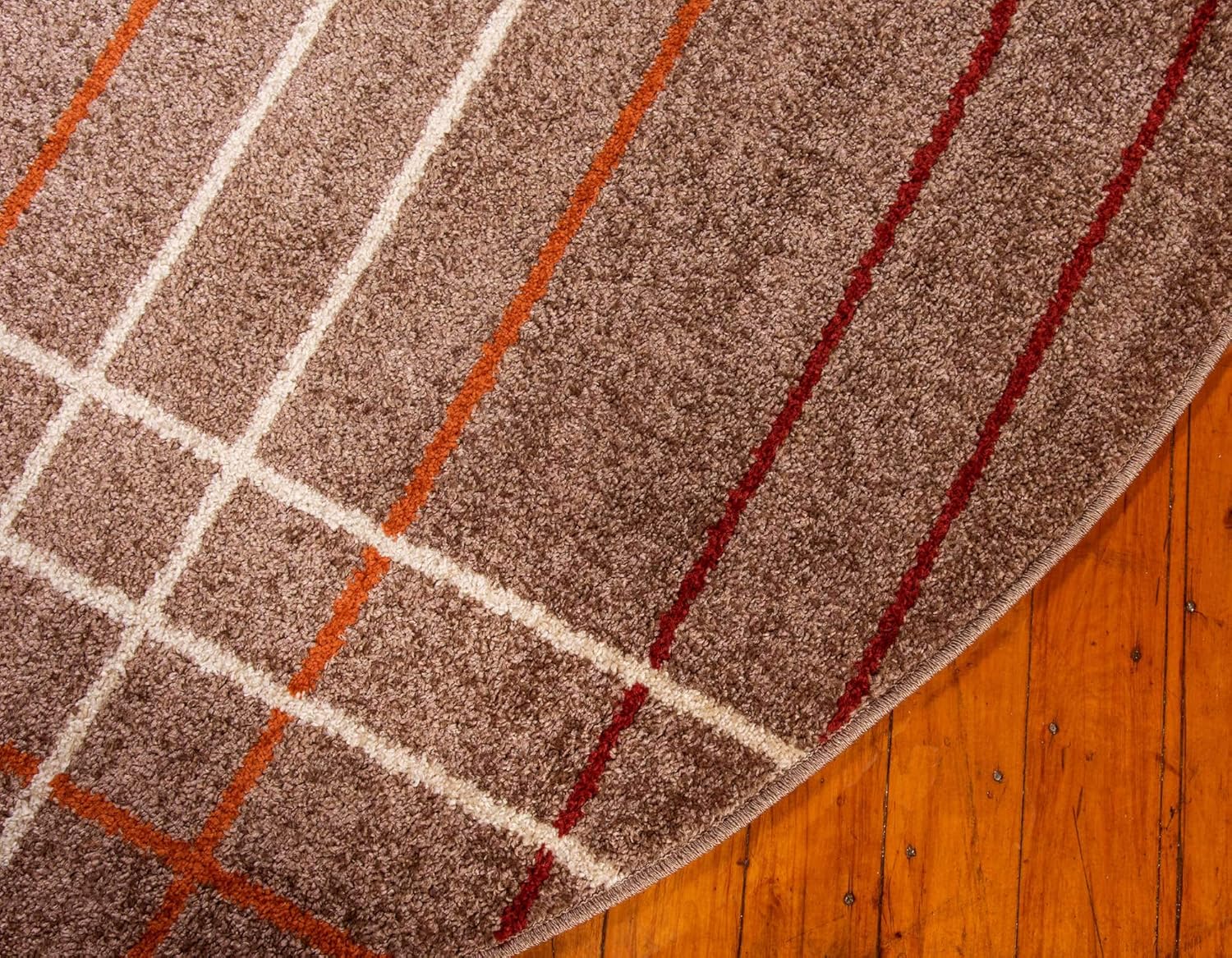 Unique Loom – Tapete con diseño abstracto, informal, moderno y contemporáneo de la colección otoñal, redondo de 8 pies, diseño a rayas en colores