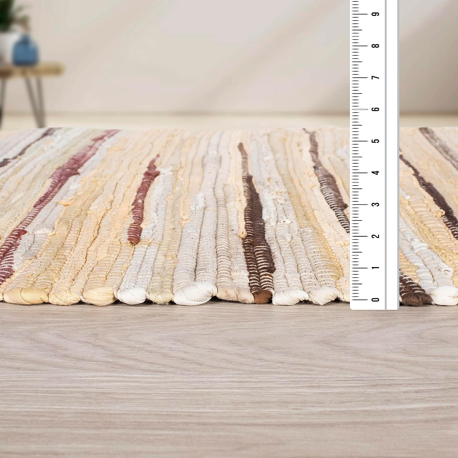 Alfombra de trapo 100% algodón de 3 x 5 pies (36 x 60 pulgadas), alfombra Chindi multicolor, tejida a mano y reversible para sala de estar, cocina,