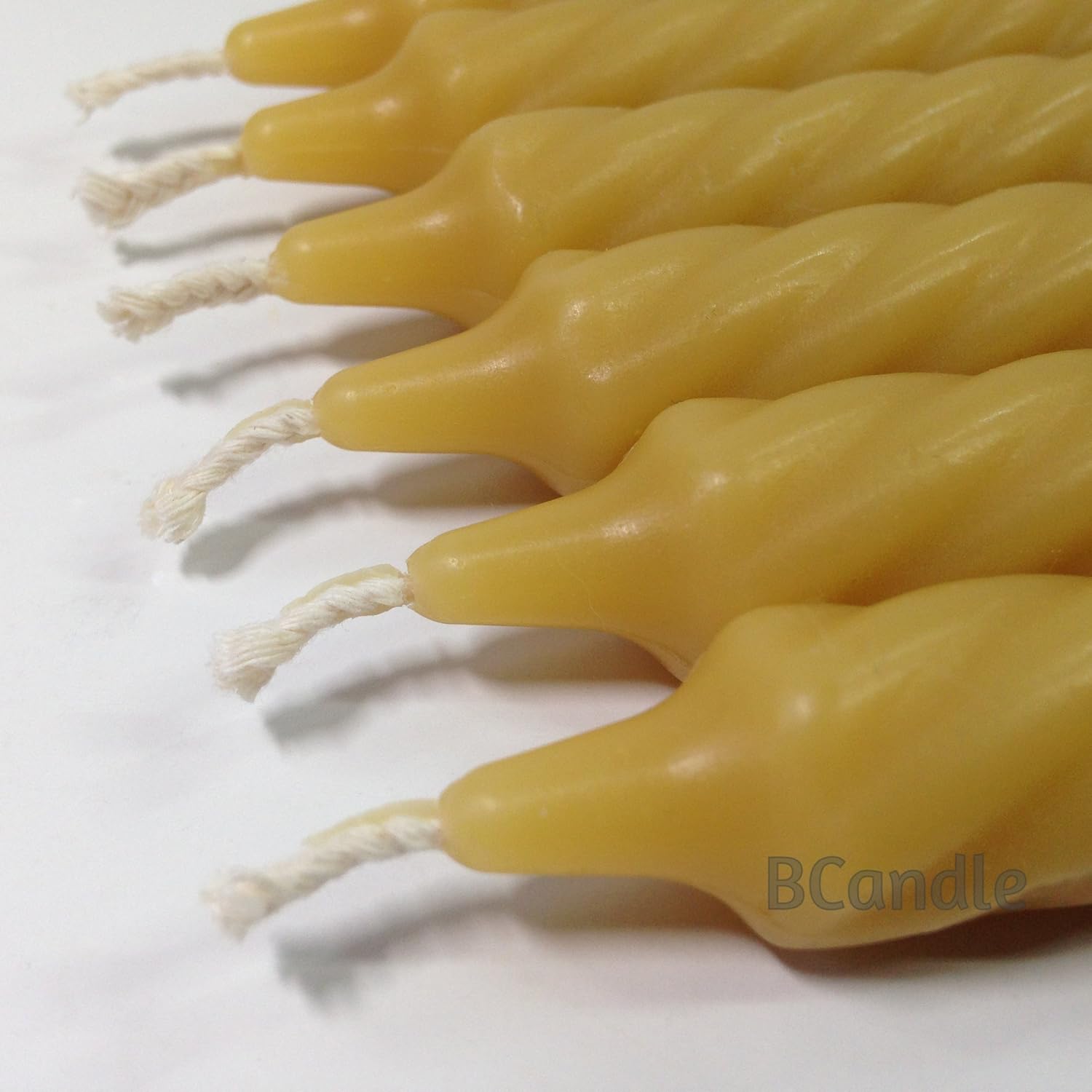 Velas cónicas en espiral de cera de abeja 100% pura (juego de 2) orgánicas, 8 pulgadas de alto, 34 pulgadas de diámetro, hechas a mano
