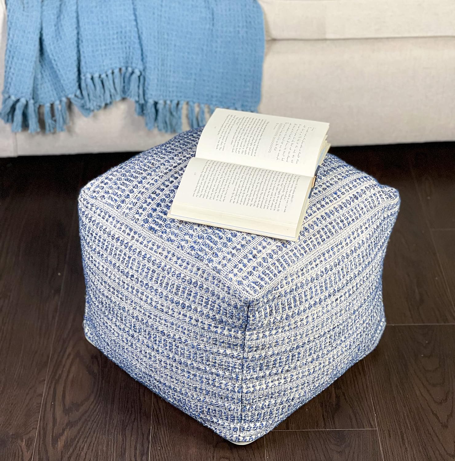 Chardin home Fundas otomanas sin relleno, acogedoras y bohemias, asientos casuales hechos a mano, reposapiés, almohada cuadrada de piso para el