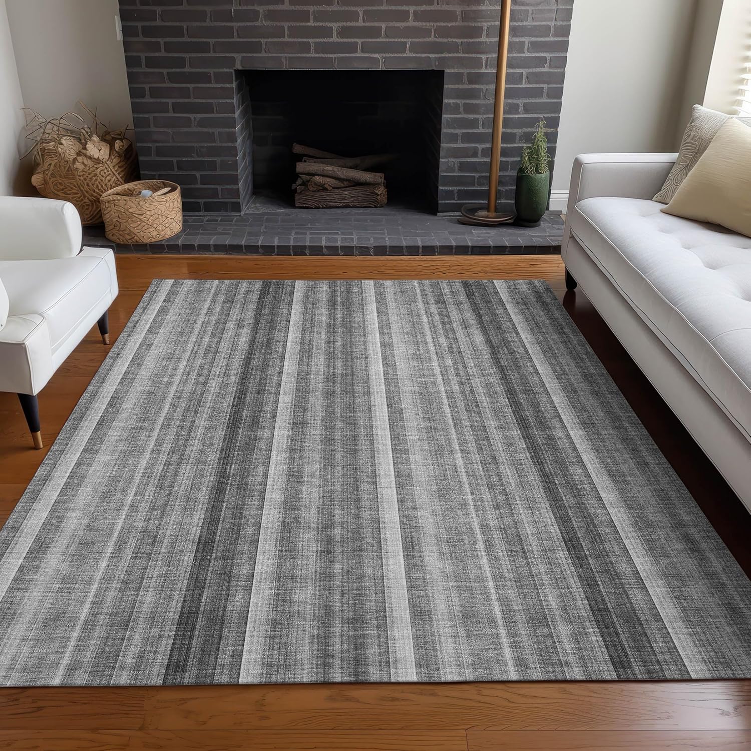 Chantille ACN543 – Alfombra gris de 3 x 5 pies, para interiores y exteriores, fácil de limpiar, lavable a máquina, no se desprende, para dormitorio,