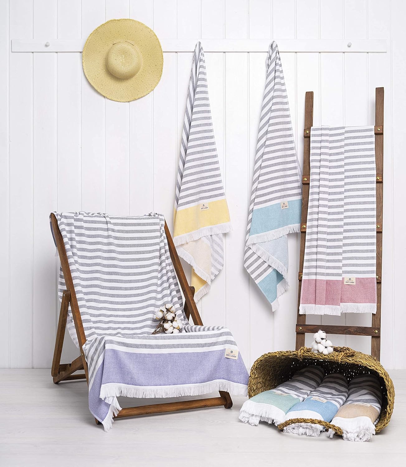 American Soft Linen – Juego de toallas de baño turcas, 100% algodón, 35 x 60 pulgadas