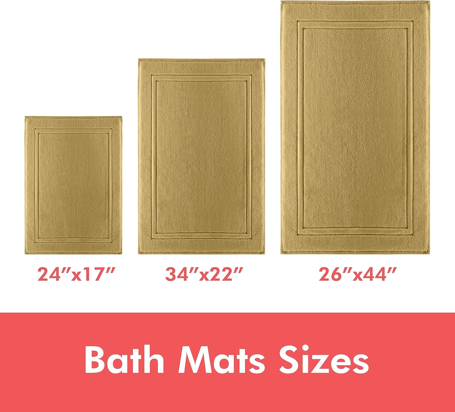 Alibi Toalla de baño para piso, 1 paquete de toalla de algodón de lujo súper suave y absorbente, color champán, 44 x 26 pulgadas