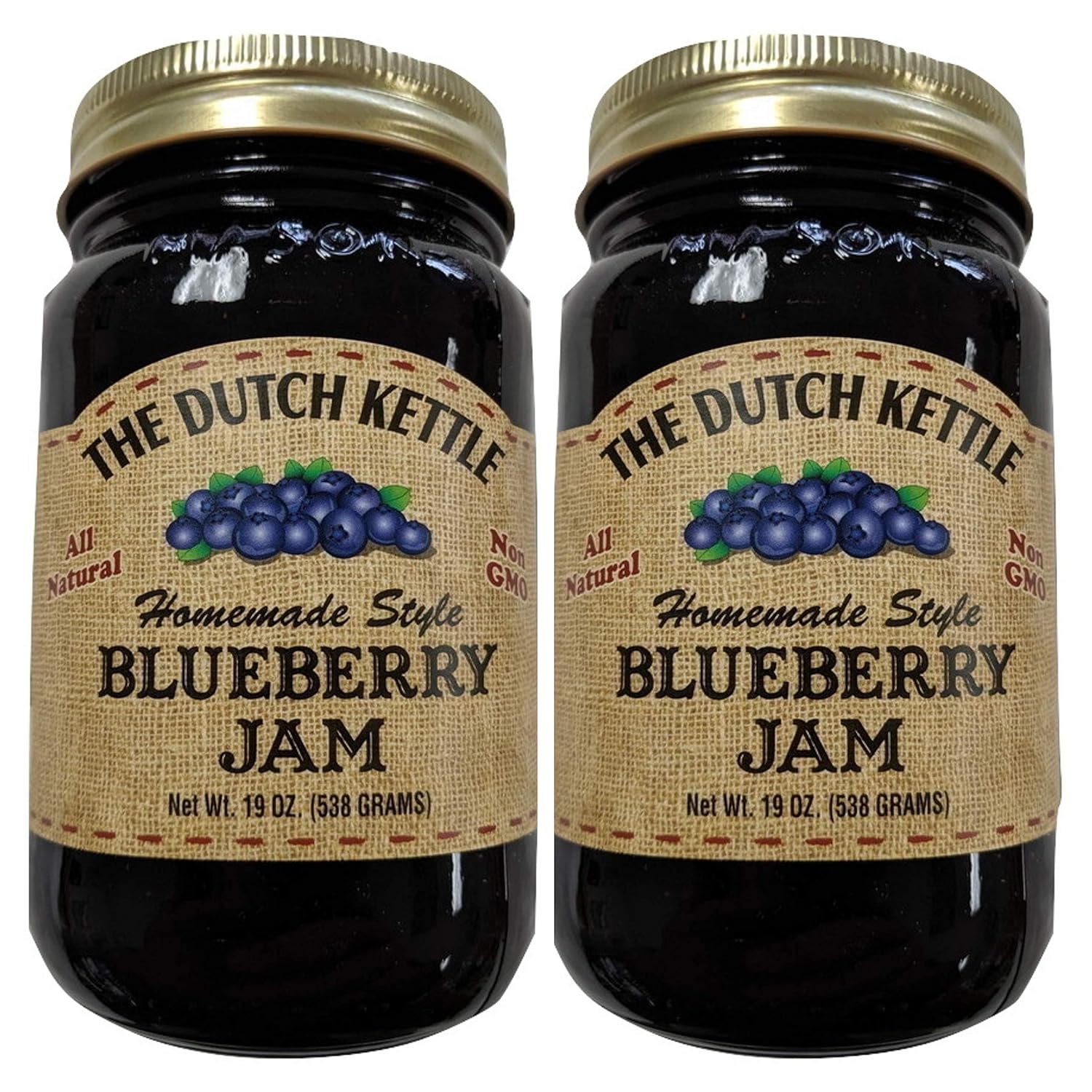 The Dutch Kettle Amish – Mermelada de arándanos estilo casero 2  19 onzas de tarros reutilizables de todo natural sin OMG sin conservantes