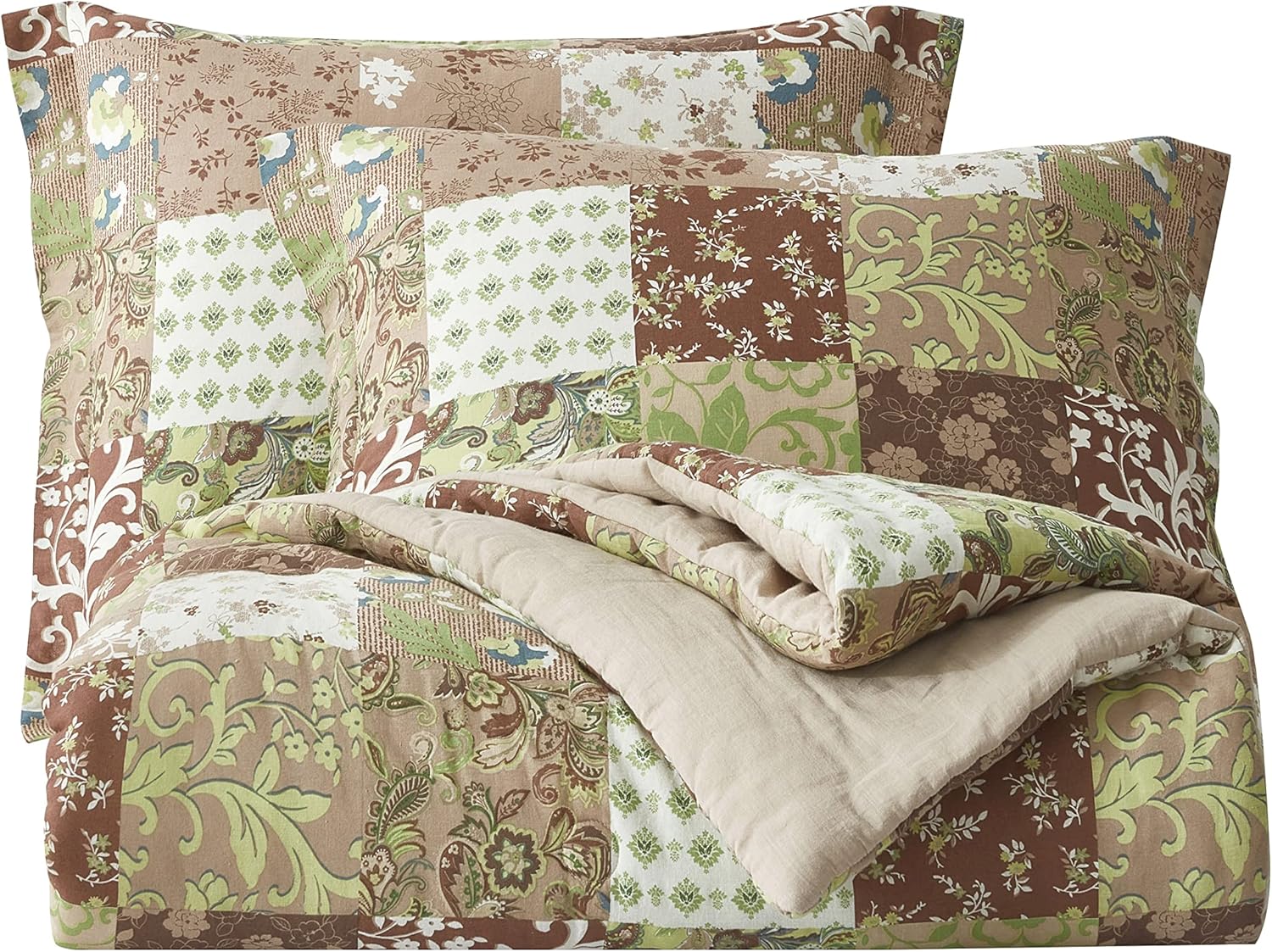 Chezmoi Collection Leilani – Juego de edredón de algodón lavado bohemio de 2 piezas, tamaño individual, juego de ropa de cama bohemio marrón, gris