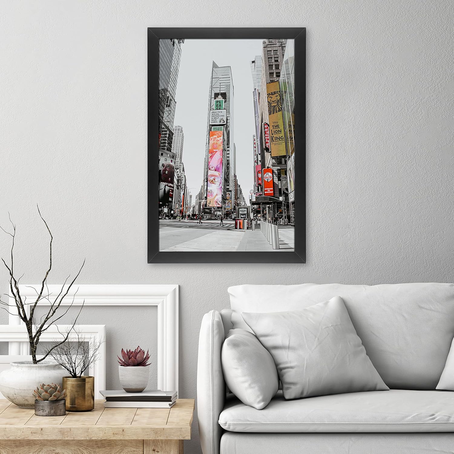 Golden State Art, Marco de fotos negro de madera maciza de 16 x 24 pulgadas, vidrio templado, horizontal y vertical para exhibición en pared, ideal