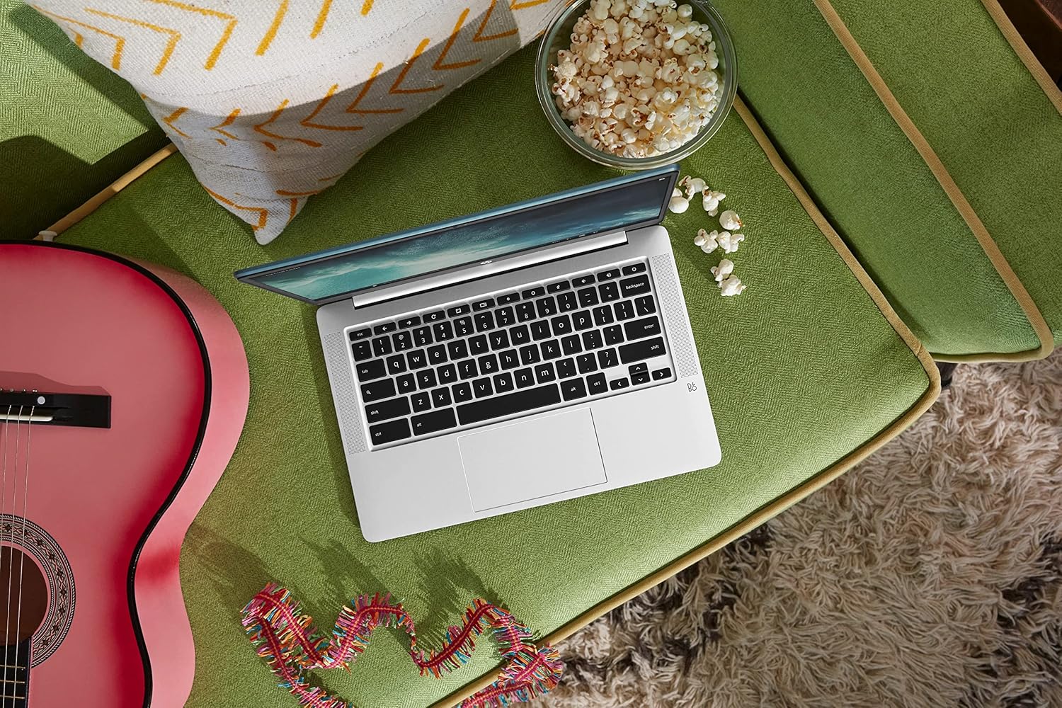 HP Chromebook 14a-na0062tg, portátil HD de 14 pulgadas, Intel Pentium Silver N5030, 4 GB de RAM 128 GB eMMC Google Chrome OS Notebook delgado con