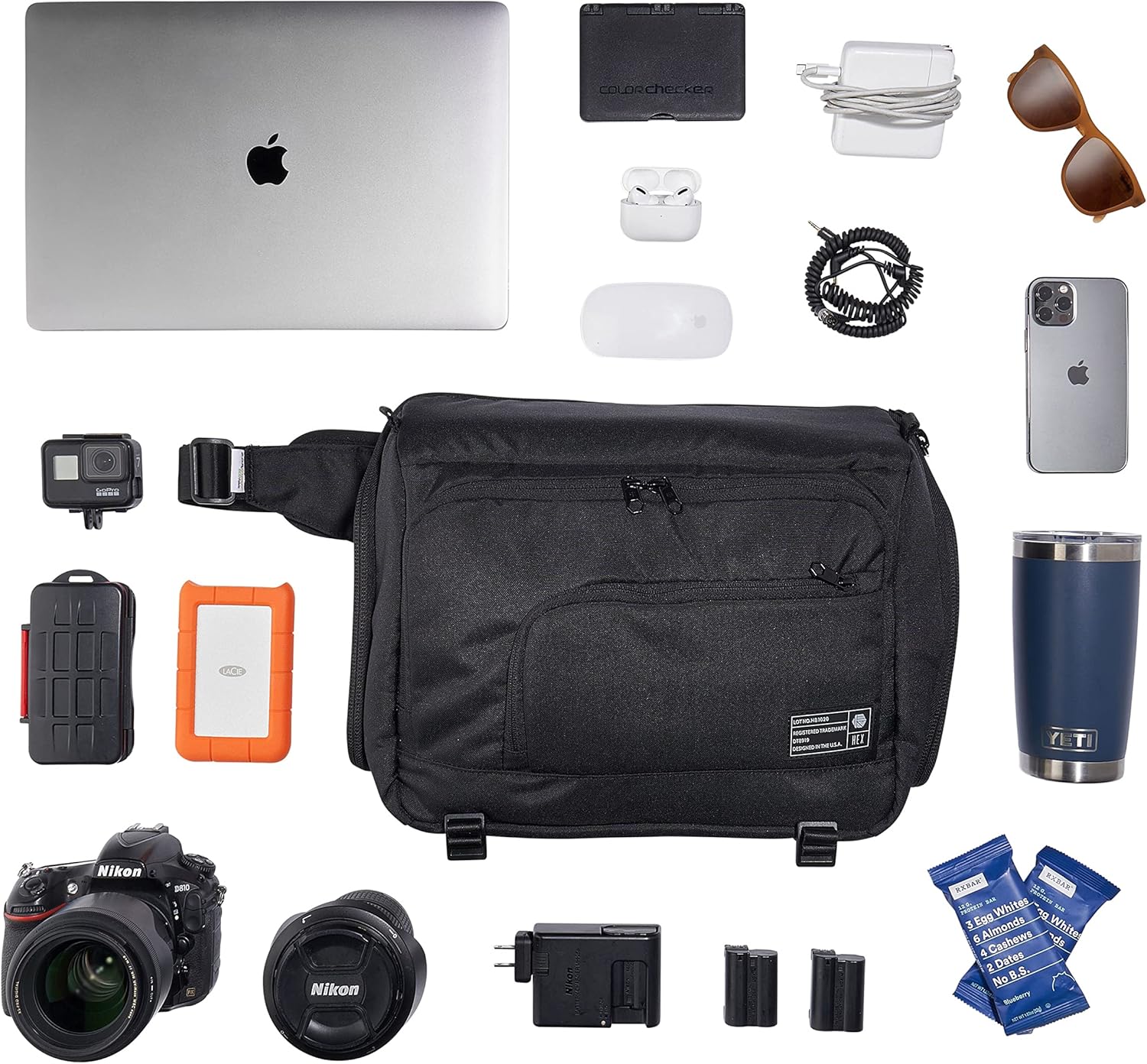HEX Ranger DSLR Camera Sling XL – Bolsa de viaje  Divisores interiores personalizables, correas de trípode ajustables de transporte, carcasa Cordura