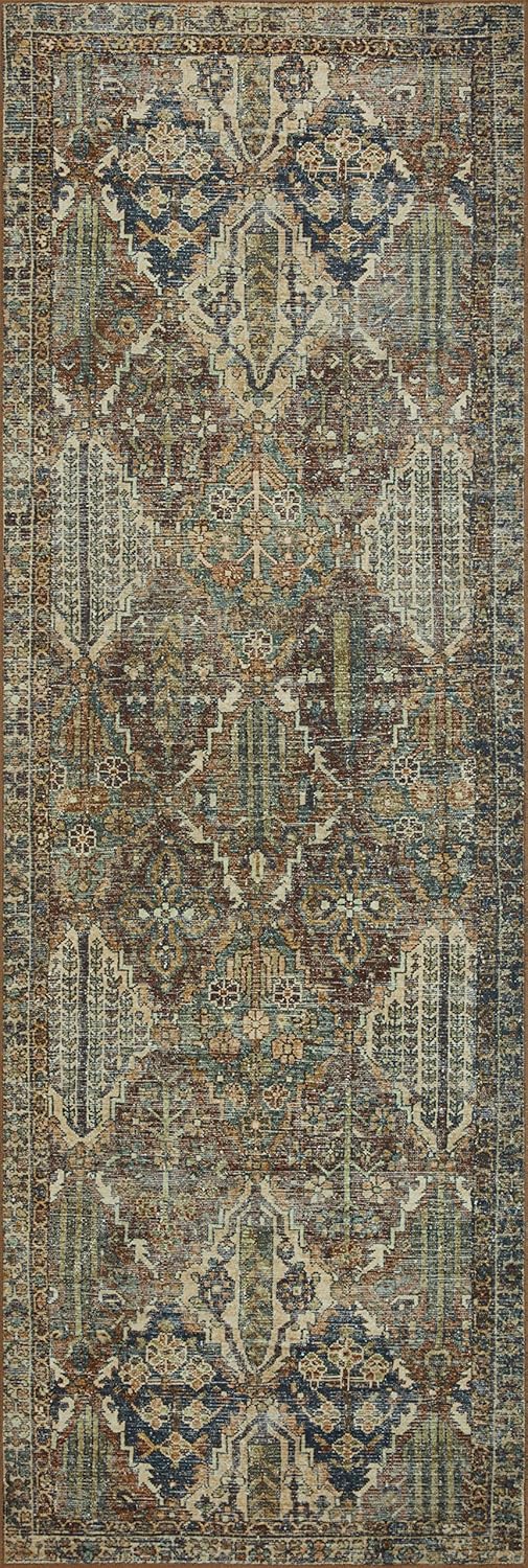 Loloi Magnolia Home by Joanna Gaines x Loloi Banks Collection – Alfombra lavable a máquina, BAN-05 Spice  Azul, 2 pies 6 pulgadas x 7 pies 6