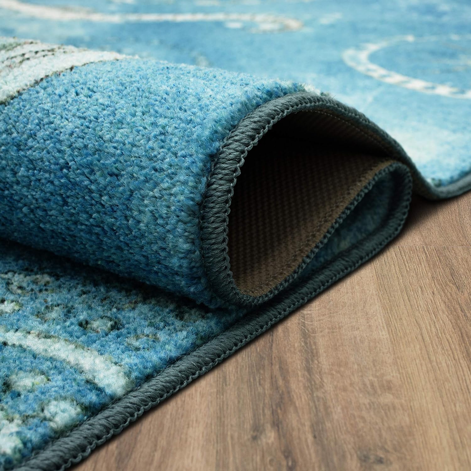 Mohawk Home Coastal Splash Aqua – Alfombra de área, 5 x 8 pies, azul