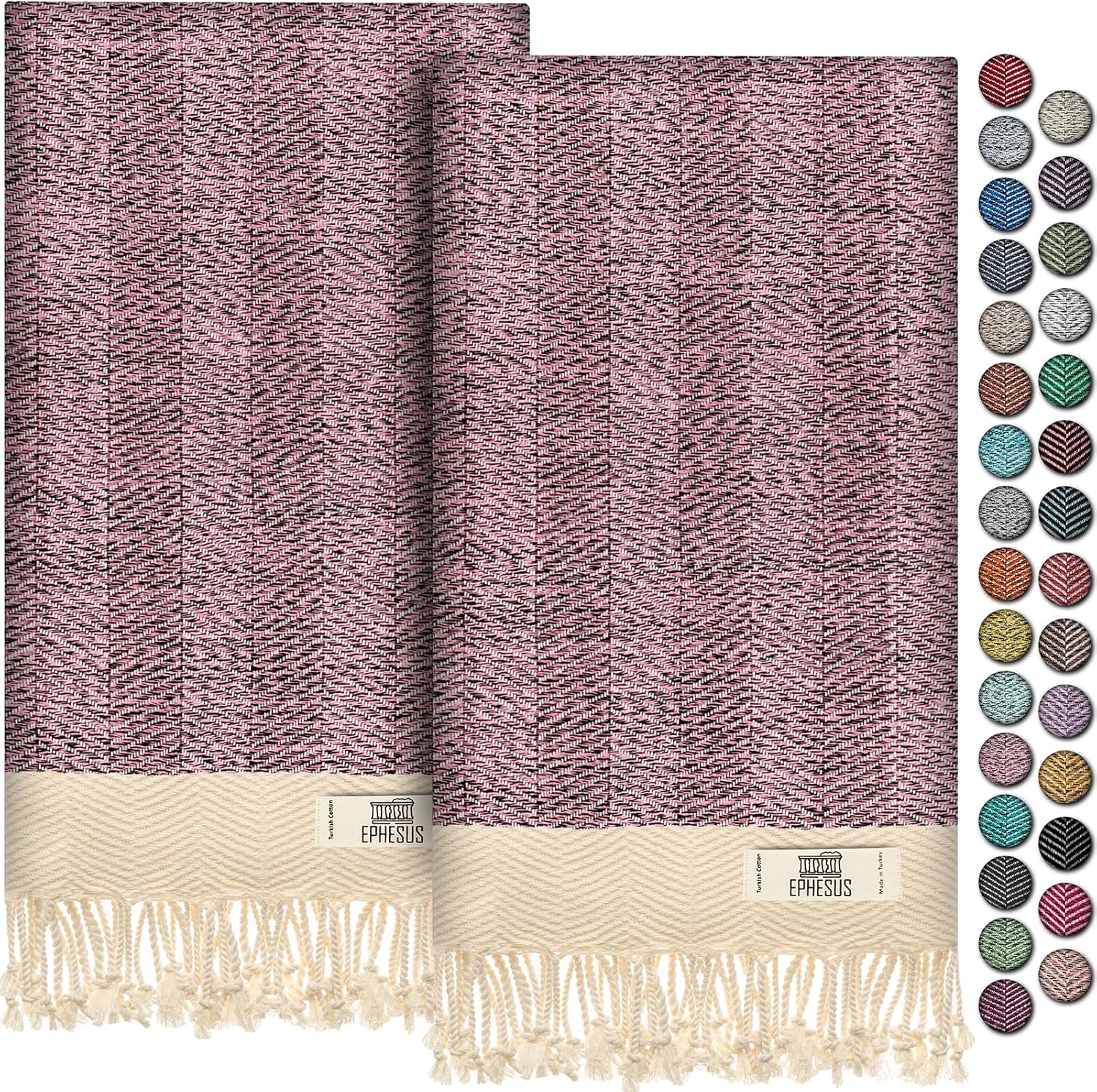 EPHESUS TOWELS Juego de 2 toallas de mano, 18 x 30 pulgadas, algodón turco, toalla de mano turca en espiga para baño, cocina, invitados, cara,