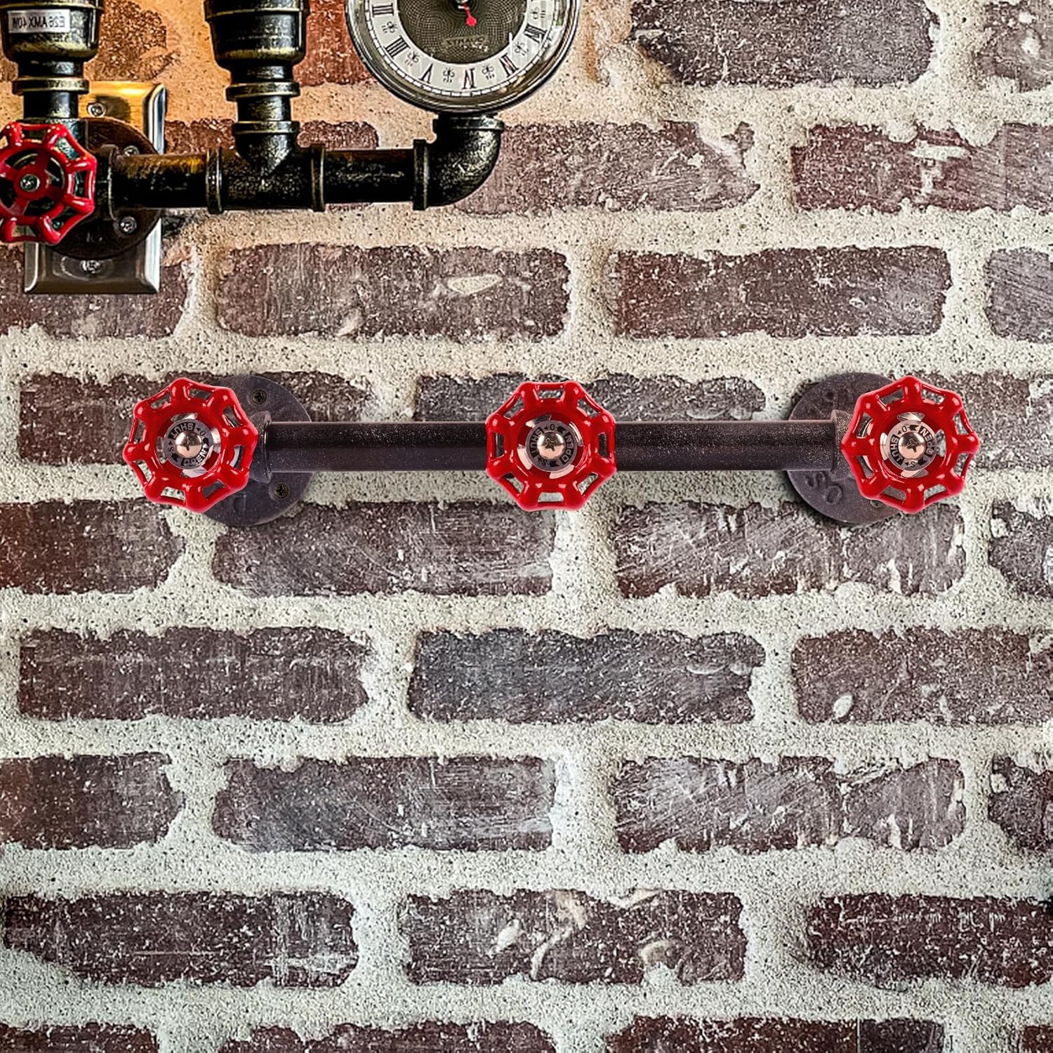 Perchero montado en la pared, 3 ganchos, decoración industrial de tubería, gancho para colgar resistente, para abrigo, sombrero, toalla, bolso,