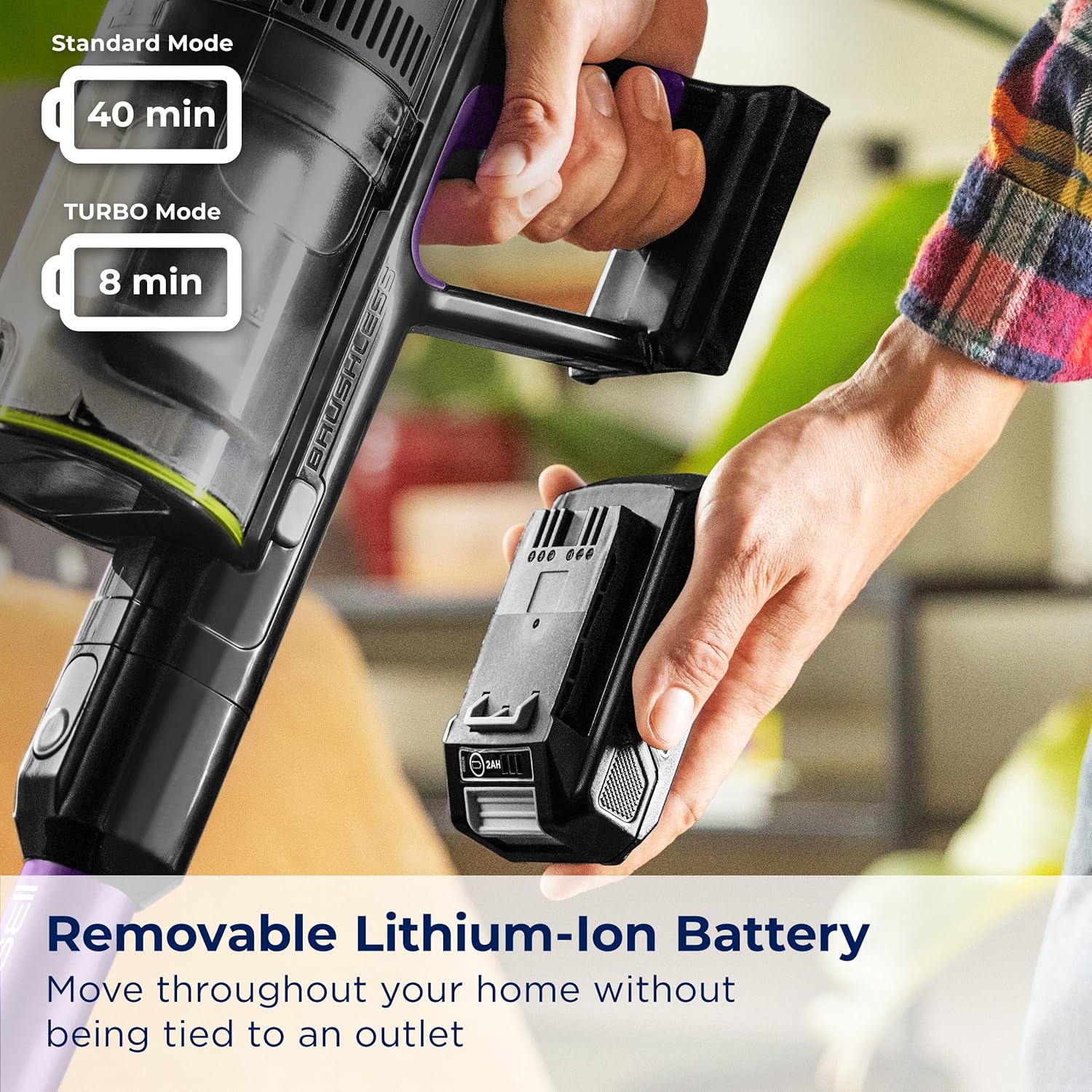 BISSELL CleanView XR Pet – Aspiradora inalámbrica ligera de 300 W con batería extraíble, tiempo de funcionamiento de 40 minutos, cepillo de limpieza