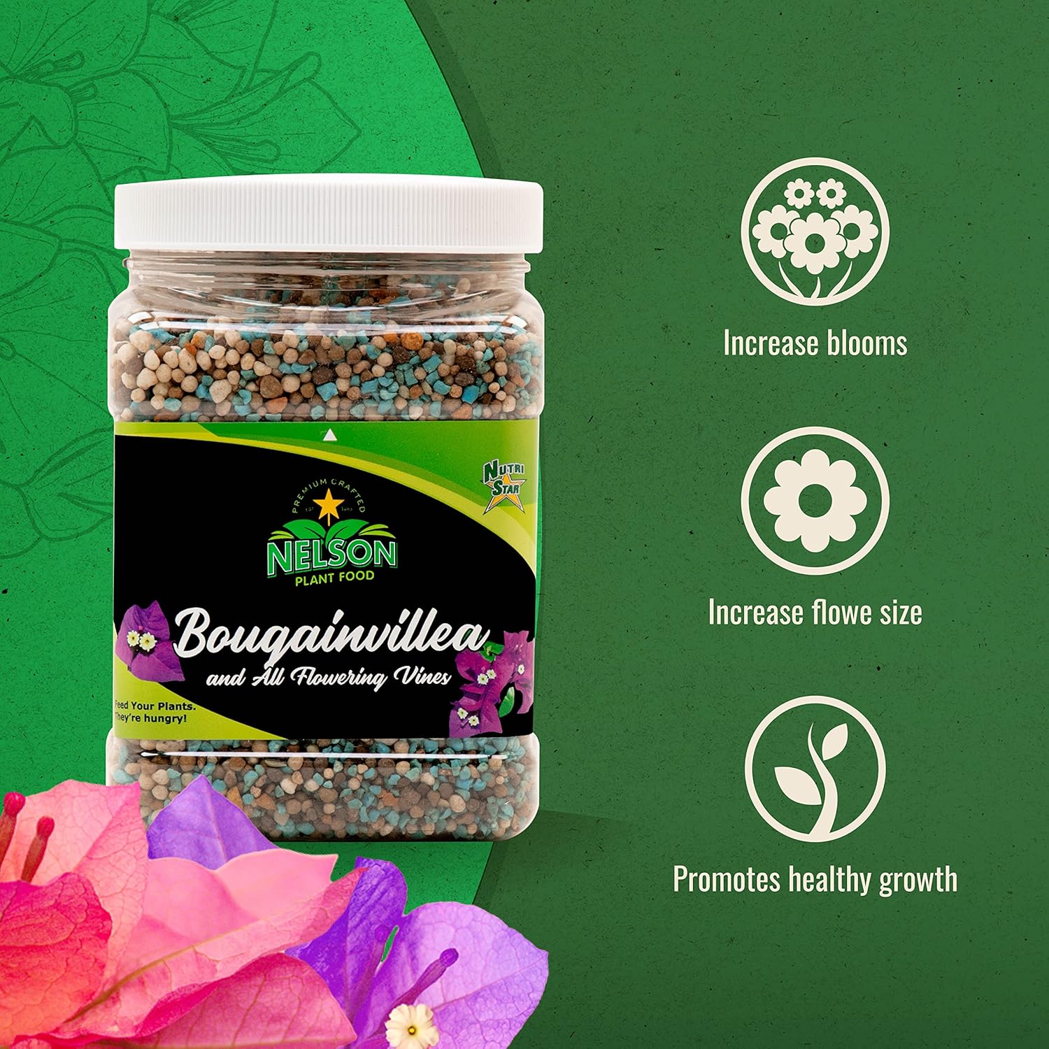 Nelson Plant Food – Fertilizante de buganvilla – Fertilizante para plantas de interior y exterior – Alimento vegetal multiusos para vides –