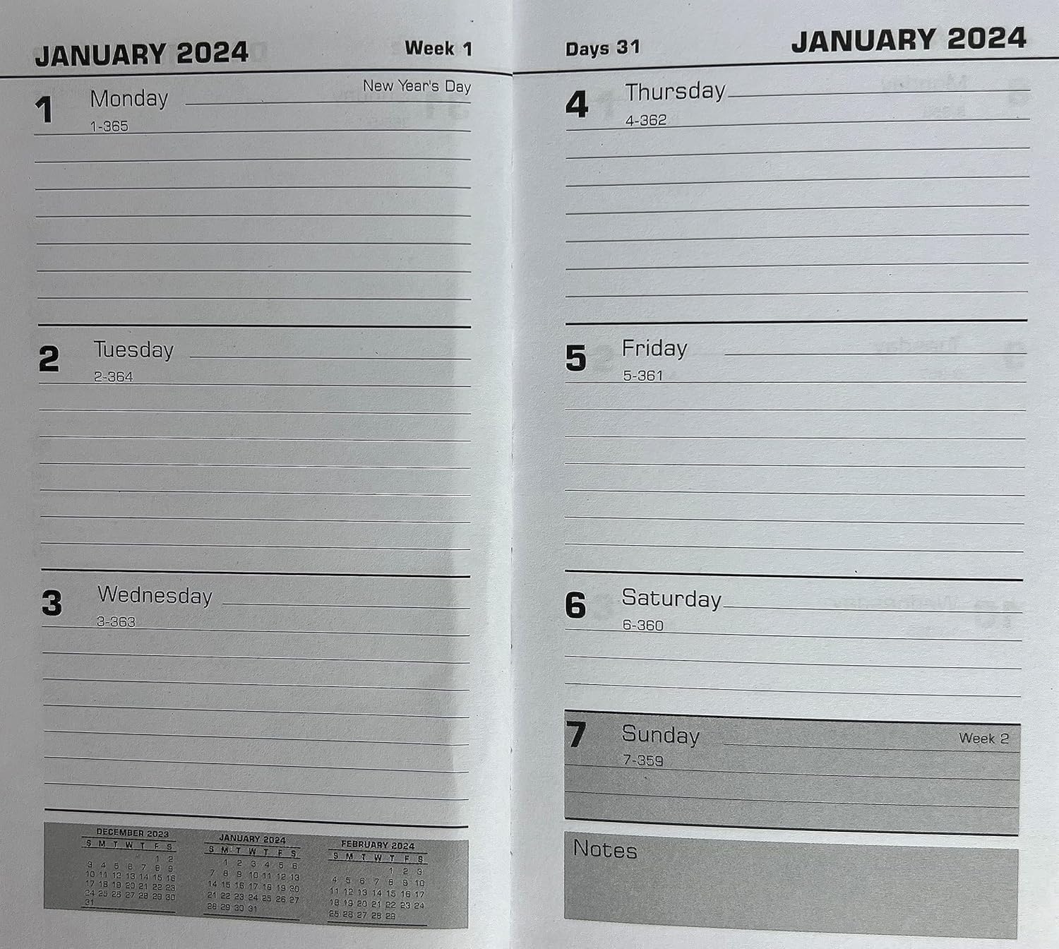 Agenda semanal de bolsillo de negocios 2024, calendario, libro de citas (rojo)