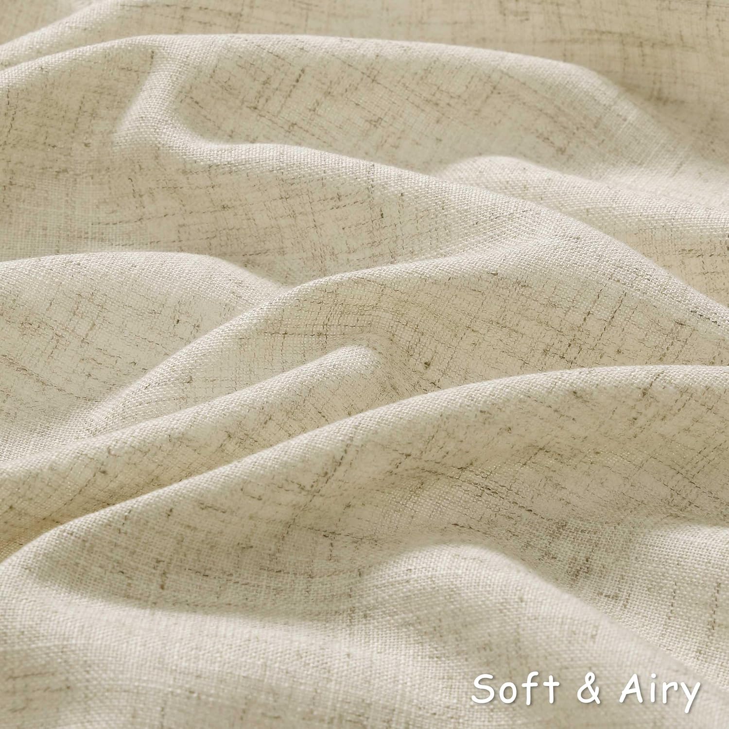 Cortinas de lino beige de 96 pulgadas de largo para dormitorio, cortinas de lino semitraslúcidas que filtran la luz, para sala de estar, casa rural