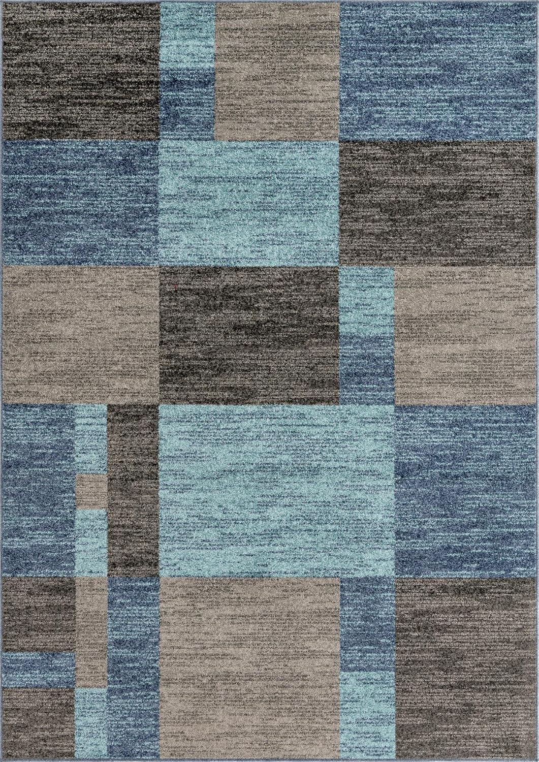 Unique Loom Autumn Collection – Alfombra rectangular de 7 pies 1 pulgada x 10 pies, color azul gris y marrón claro
