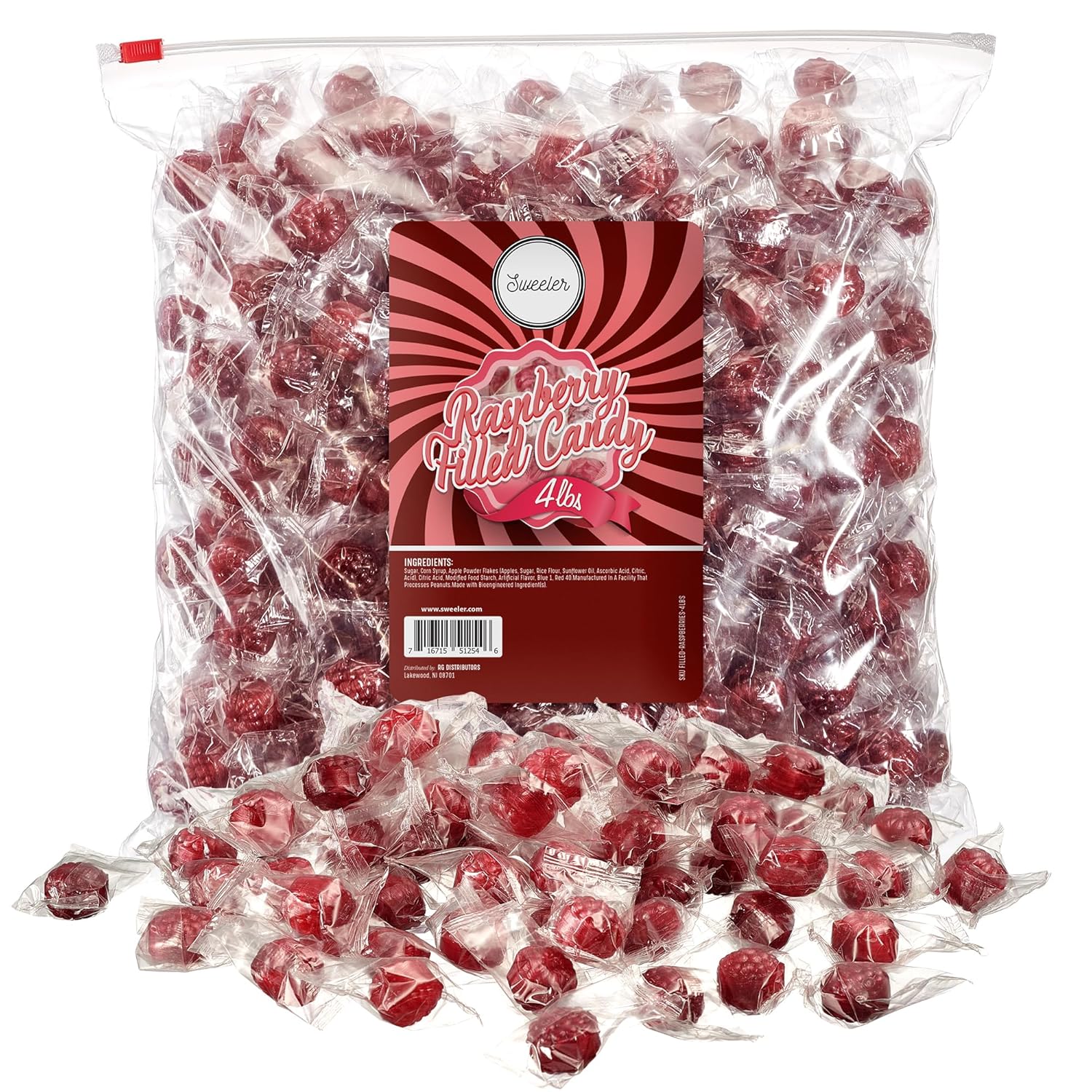 Caramelo duro de frambuesa relleno (4 libras)
