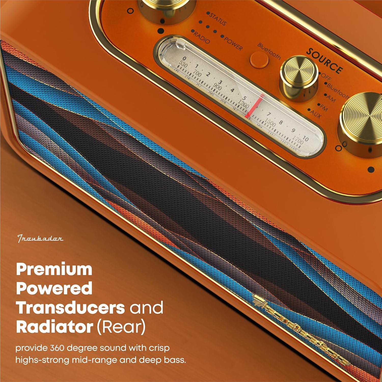Trenbader Artlink – Altavoz Bluetooth retro, altavoz Bluetooth puro de madera, radio inalámbrica AMFM, pequeño altavoz Bluetooth vintage con