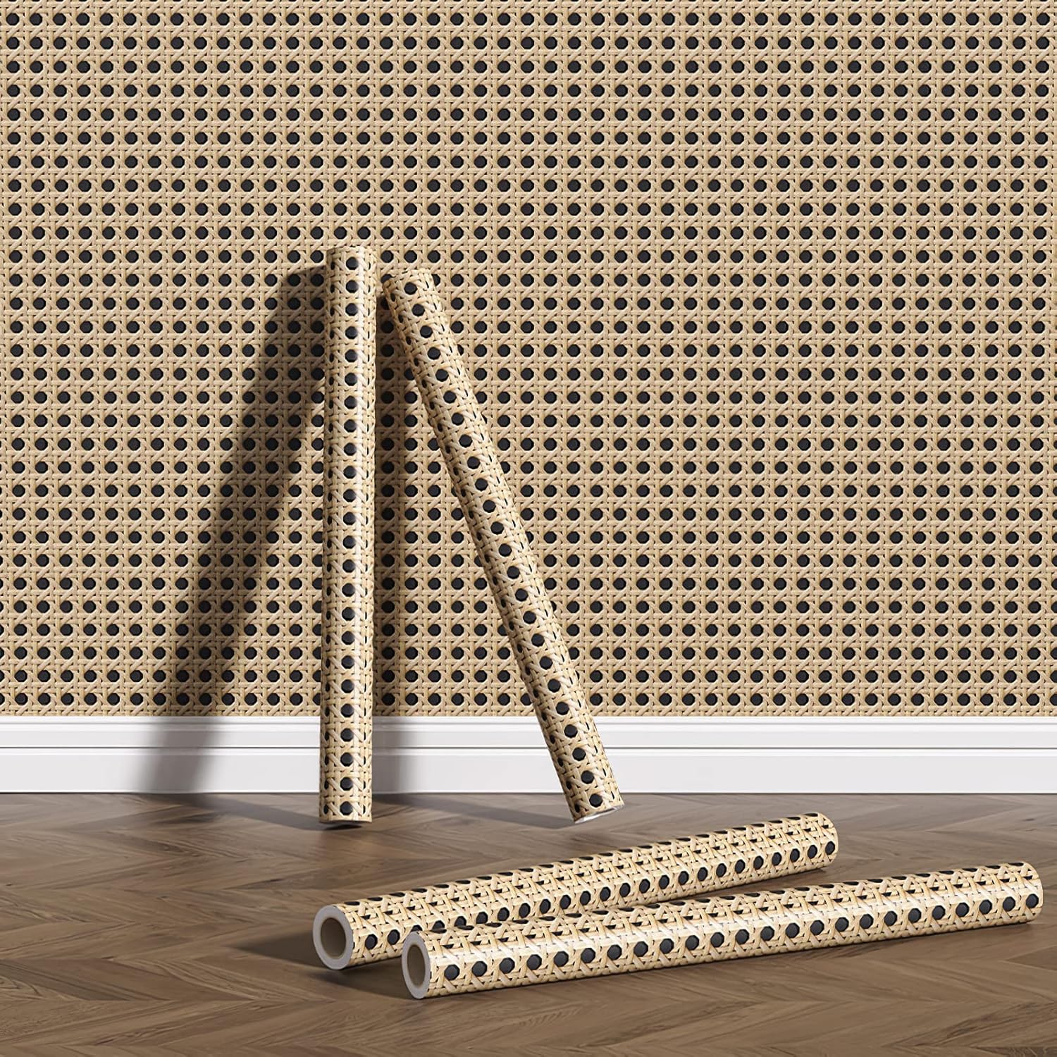 Papel tapiz de ratán para despegar y pegar para muebles de dormitorio, papel extraíble para decoración de pared, 17.7 x 118 pulgadas, 14.5 pies