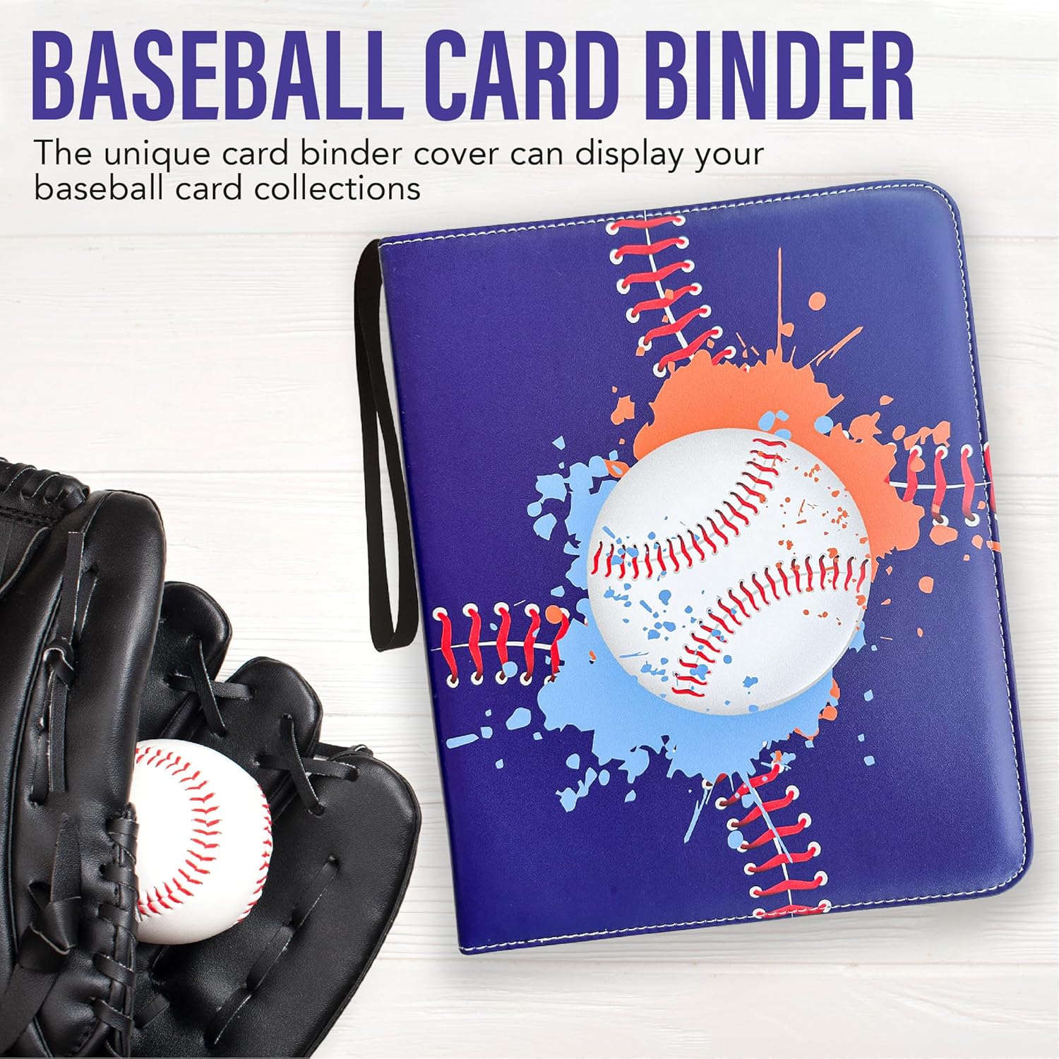 Carpeta de tarjetas coleccionables con mangas, carpeta de tarjetas de béisbol de 9 bolsillos, se adapta a 900 tarjetas con 50 fundas, álbumes de