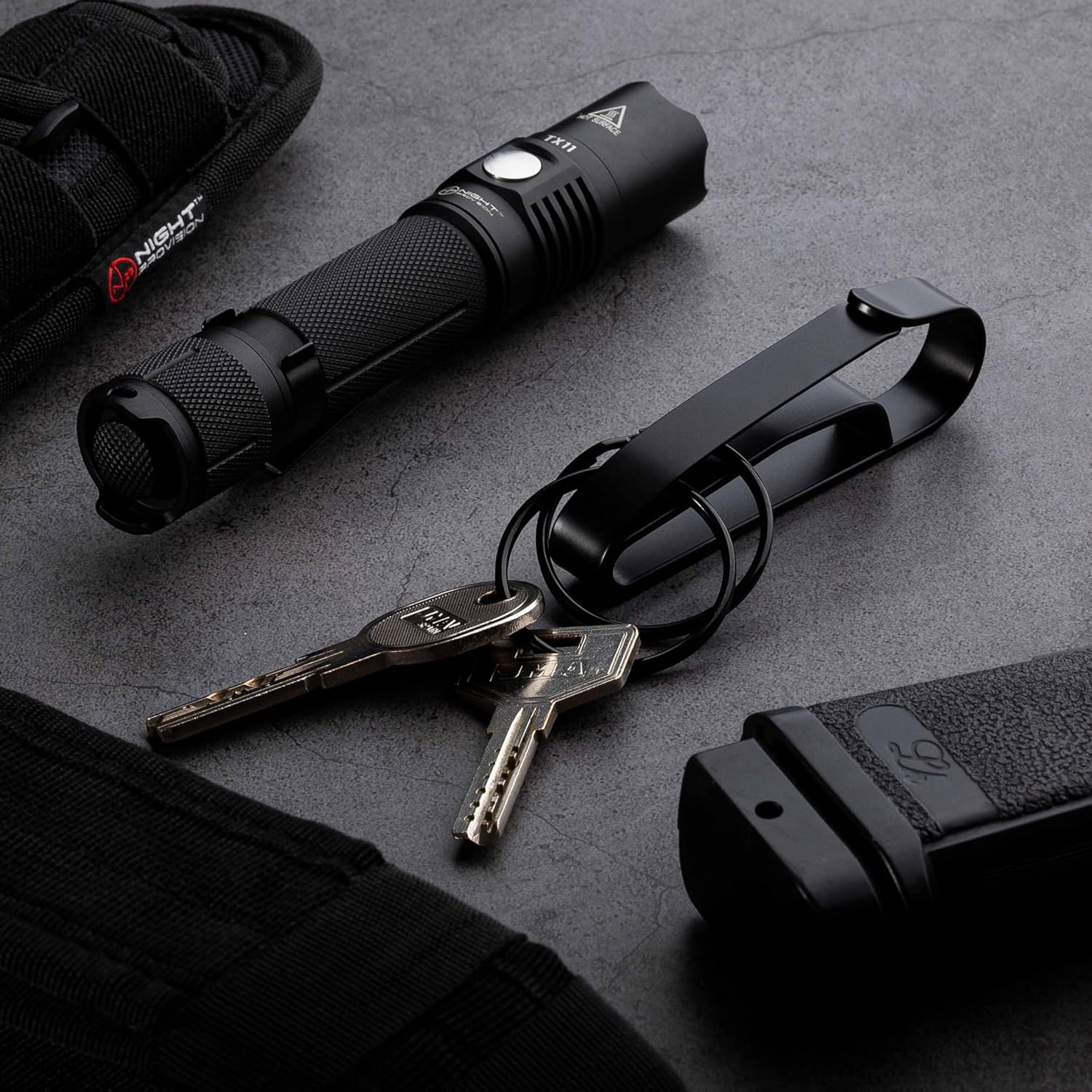 NP NIGHT PROVISION Tactical Key Ring Holder for Duty Belts, Quick Release Key Clip Stainless Steel