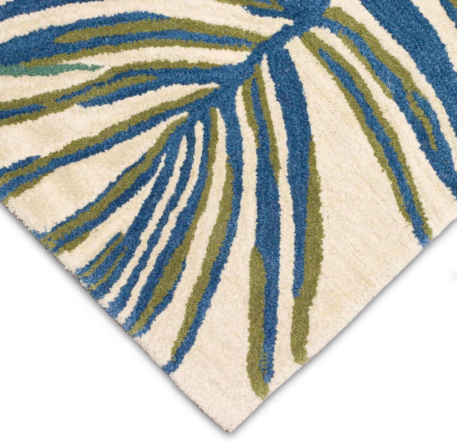 Liora Manne Tivoli Indoor Handmade Wool Plush Area Rug – Contemporary Graphic Botanical Floral Accent (La Palma Cream) (3’6″ x 5’6″)