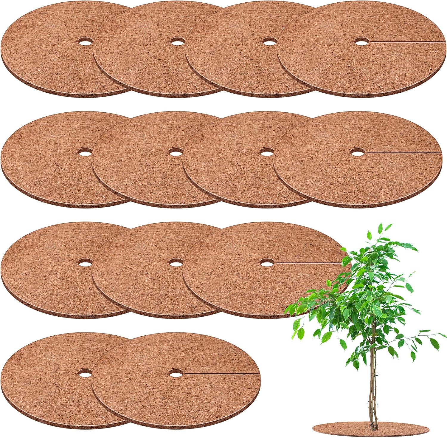 12 tapetes protectores de árbol de fibra de coco, fibra de coco, protección natural para ciprés, paisajismo, cubierta de plantas de disco de árbol,