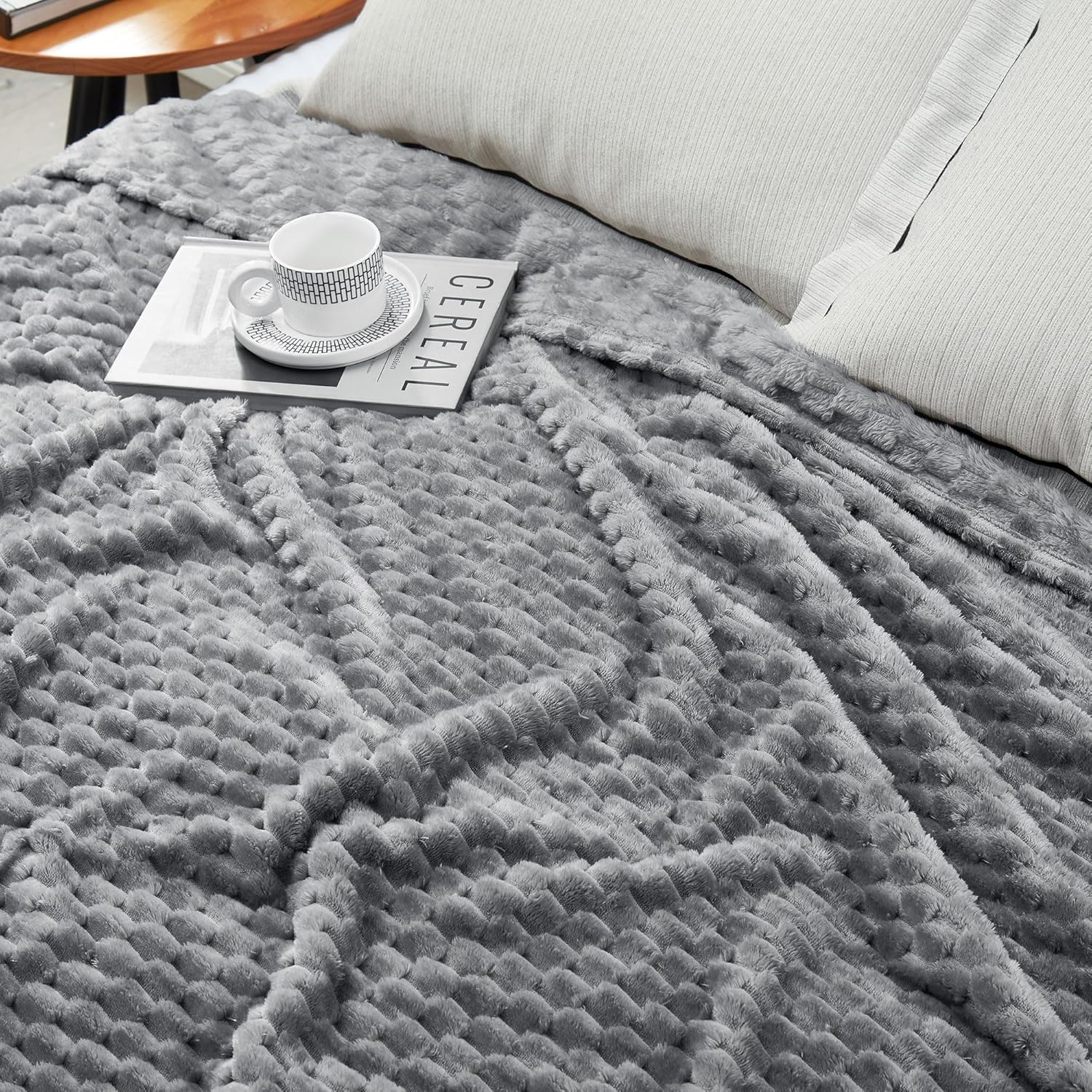 Manta decorativa de forro polar suave para sofá de 50 x 60 pulgadas, lujosa manta de franela de terciopelo con patrón 3D para dormitorio, manta
