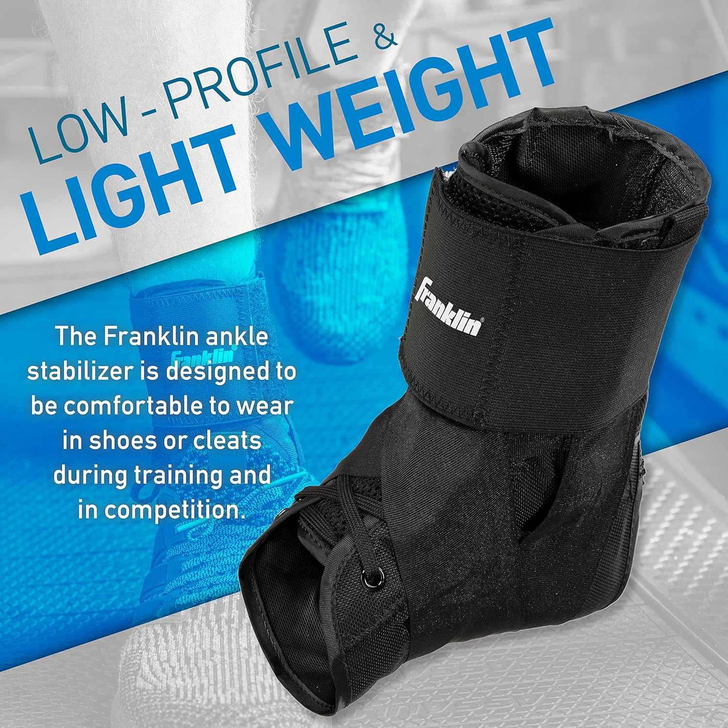 Franklin Sports Tobillera – Estabilizador de soporte de tobillo ajustable – Soporte de compresión para esguinces de tobillo y dolor – Tobillera