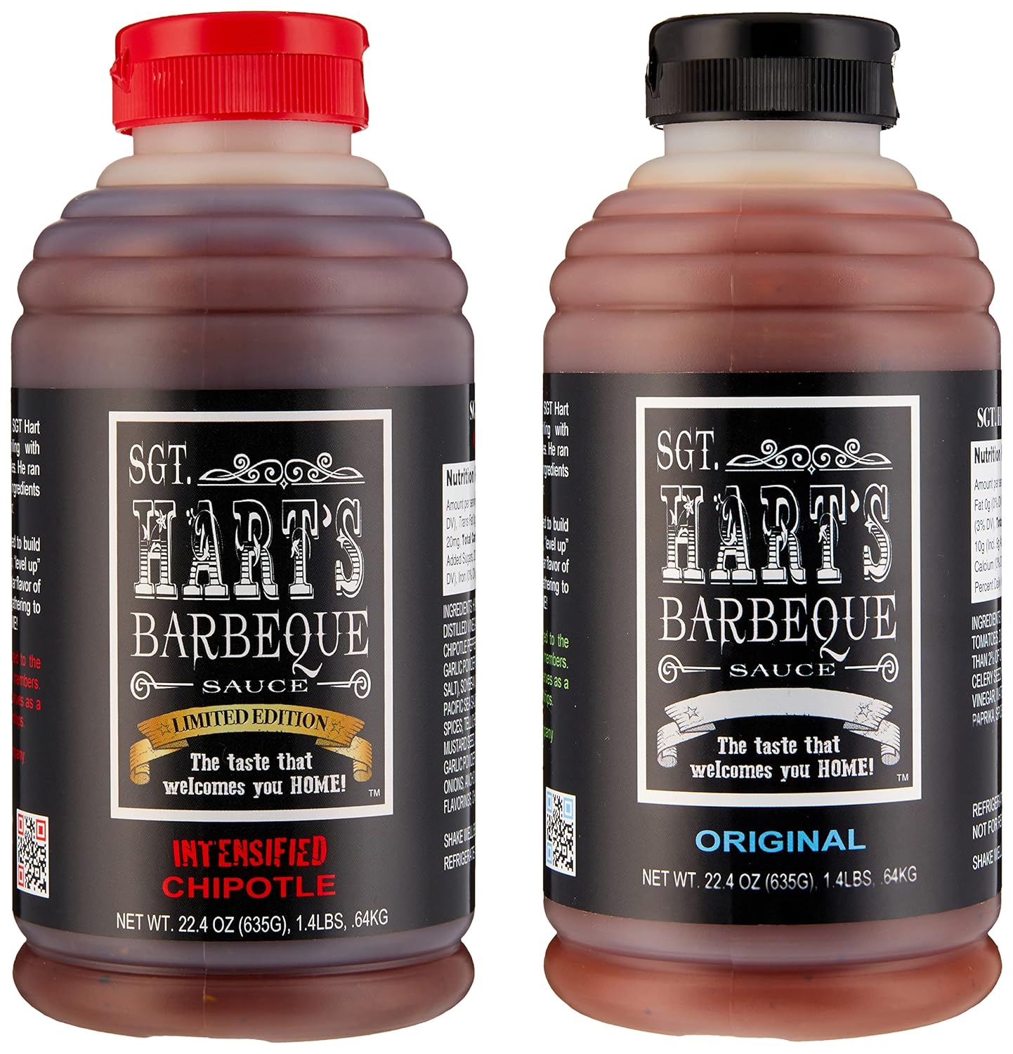 SGT. Hart’s BBQ Sauce Paquete de edición limitada con salsas de barbacoa de chipotle originales e intensas, salsa para glaseados, adobos y salsas,