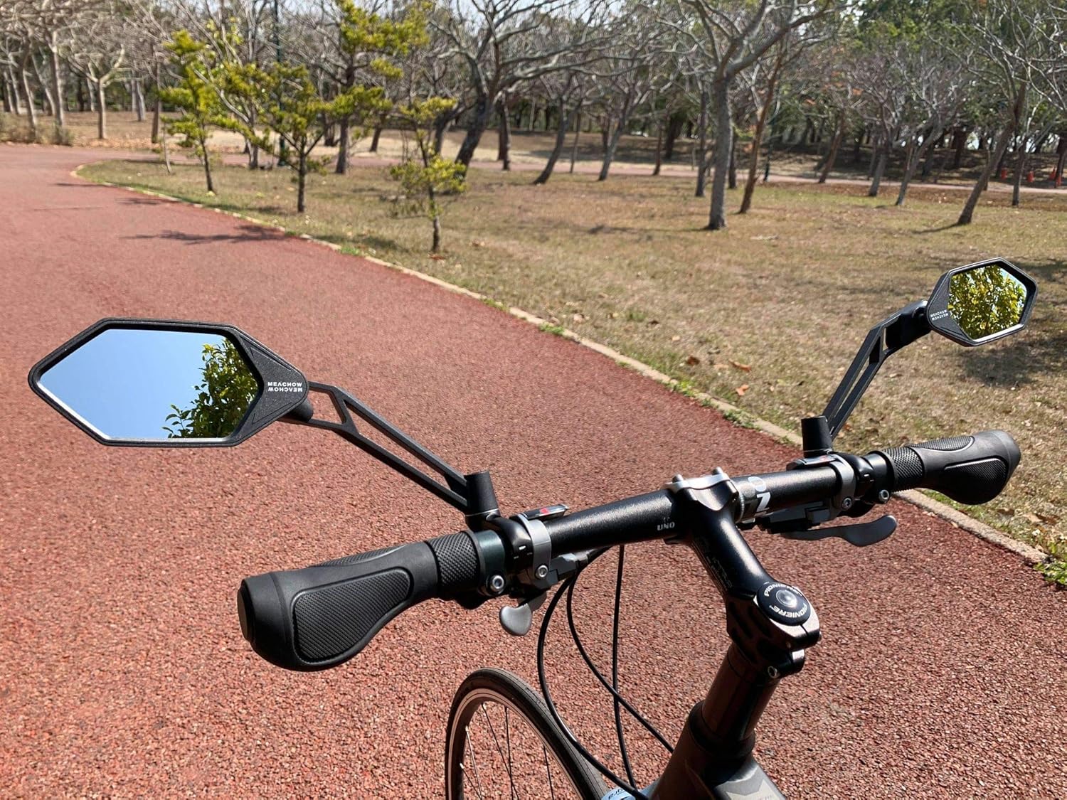 MEACHOW Lente de cristal resistente a los arañazos, espejo de bicicleta para manillar, espejo retrovisor seguro ajustable, espejo de bicicleta (lado