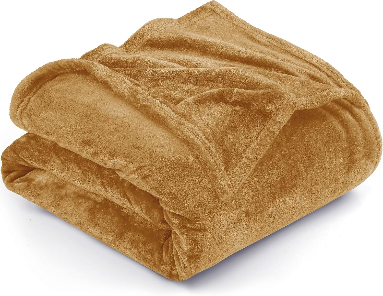 Utopia Bedding Manta de forro polar, tamaño individual, color dorado, de 10.58 ozm, de lujo, mullida, suave, antiestática de microfibra (90 x 66