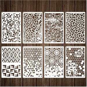 8 plantillas para manualidades, plantillas de pared de panal de abeja, plantillas geométricas de grietas de mármol, plantillas de textura de arte 8 plantillas para manualidades, plantillas de pared de panal de abeja, plantillas geométricas de grietas de mármol, plantillas de textura de arte