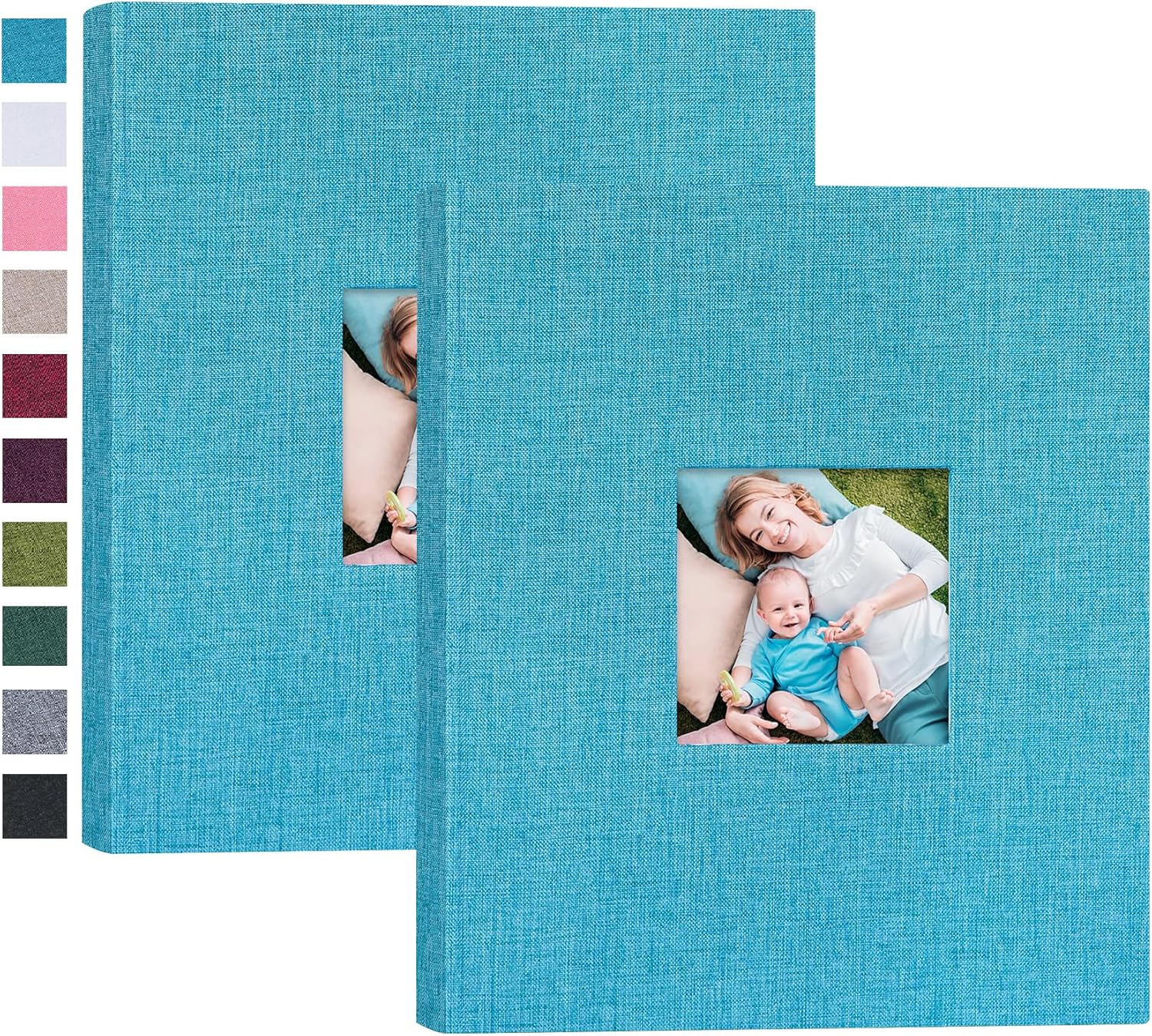 Mublalbum Álbum de fotos pequeño de 8 x 10 pulgadas, paquete de 2 cubiertas de lino, cada mini libro de fotos de 26 páginas con capacidad para 52