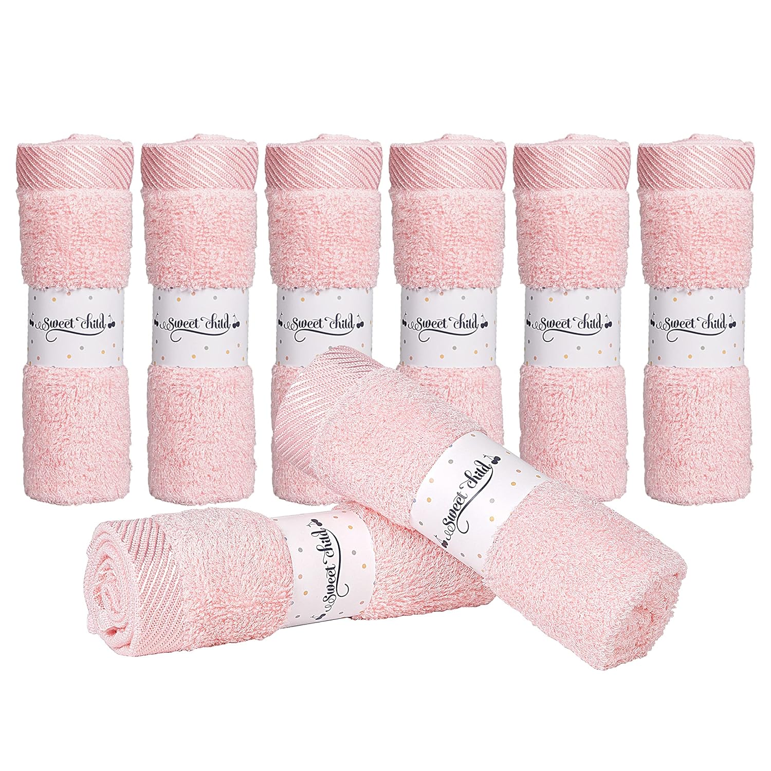 8-Pack Baby Washcloths -Super Soft Rayon Washcloth, Baby Wash Cloths for Newborn,Infants and Kids, Bath Baby Towels, Body and Face Towel, Face