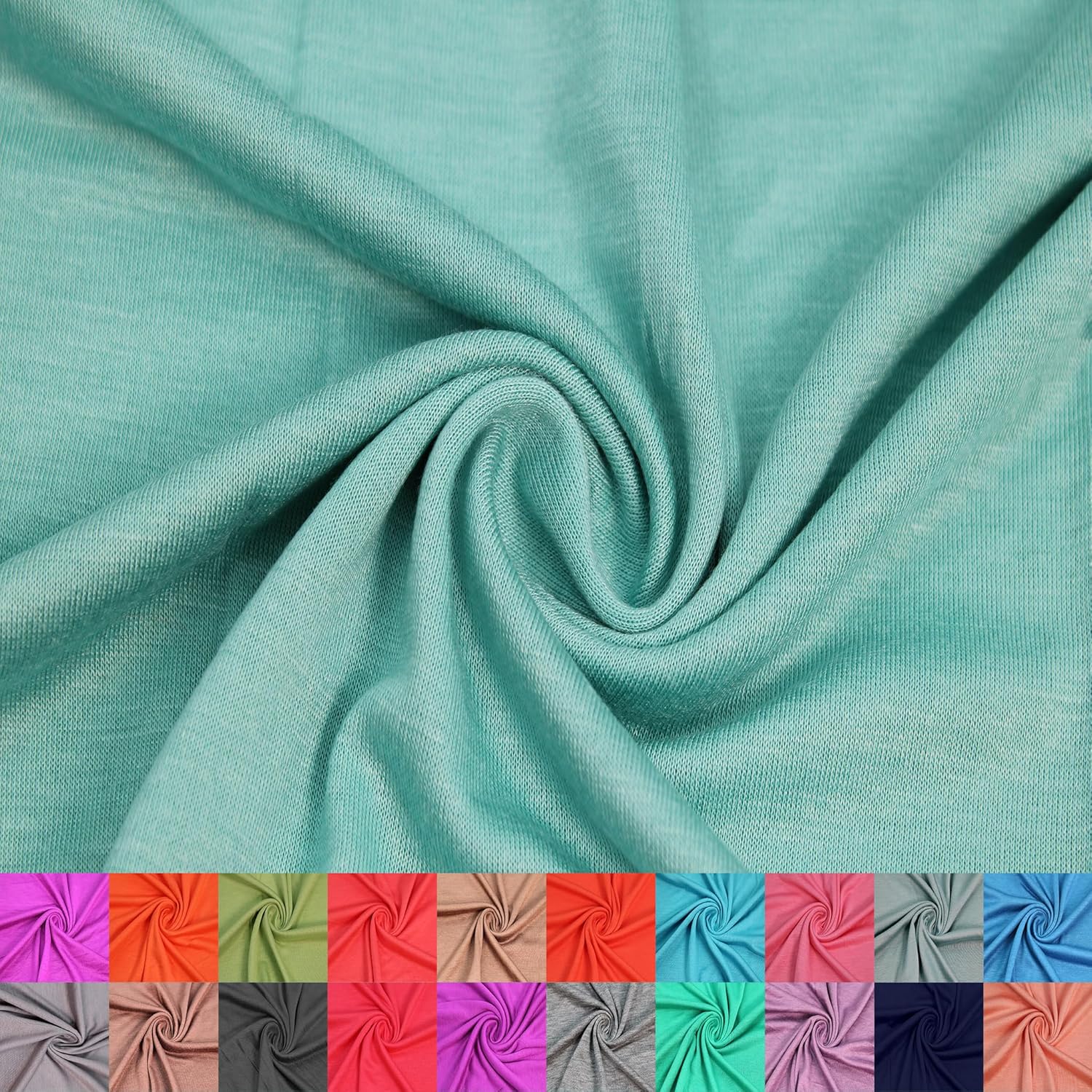 Texco Inc Tejido ligero de punto 100% rayón de color liso, tejido elástico de 2 vías, decoración de ropa, tela DIY, color aguamarina, 5 yardas