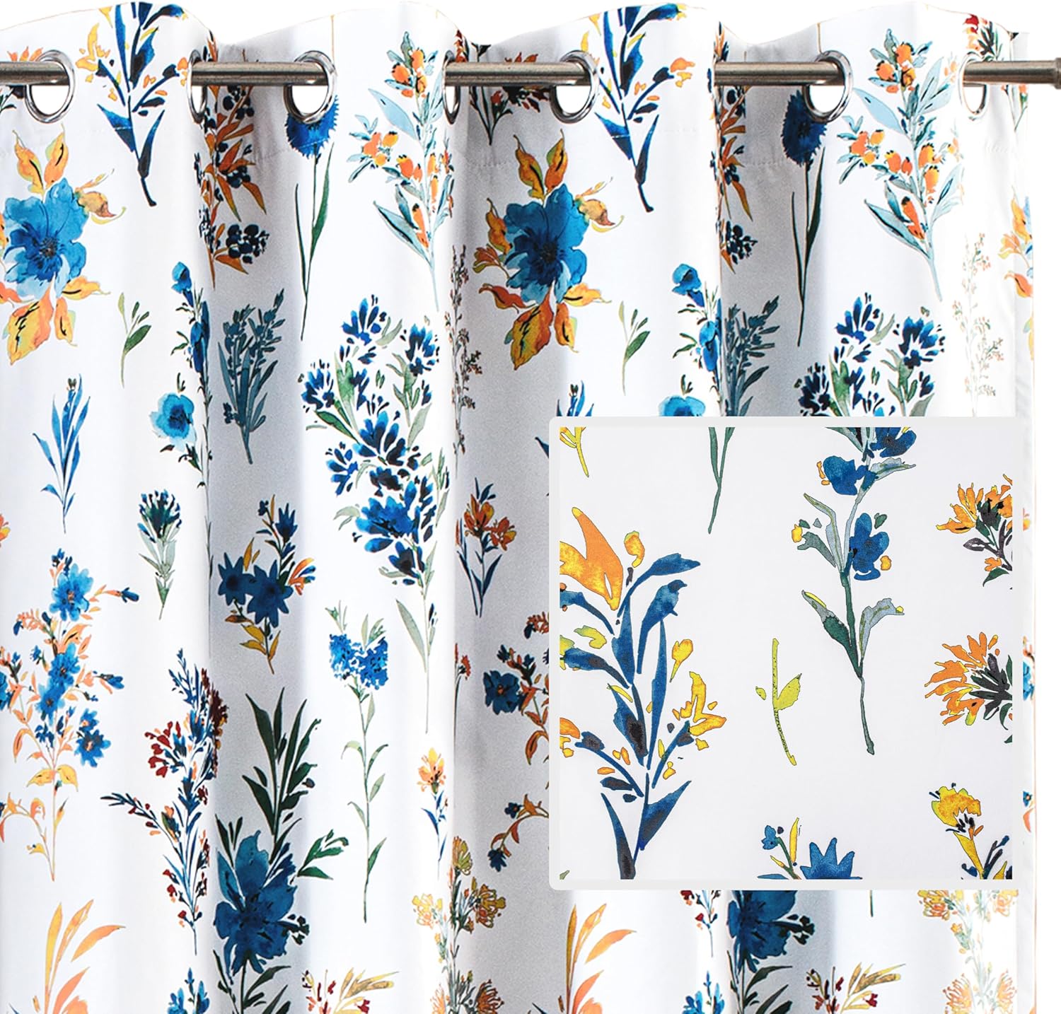 DriftAway Cortinas florales para dormitorio, 36 pulgadas de largo, para sala de estar, cortinas opacas forradas, con aislamiento térmico, ojales