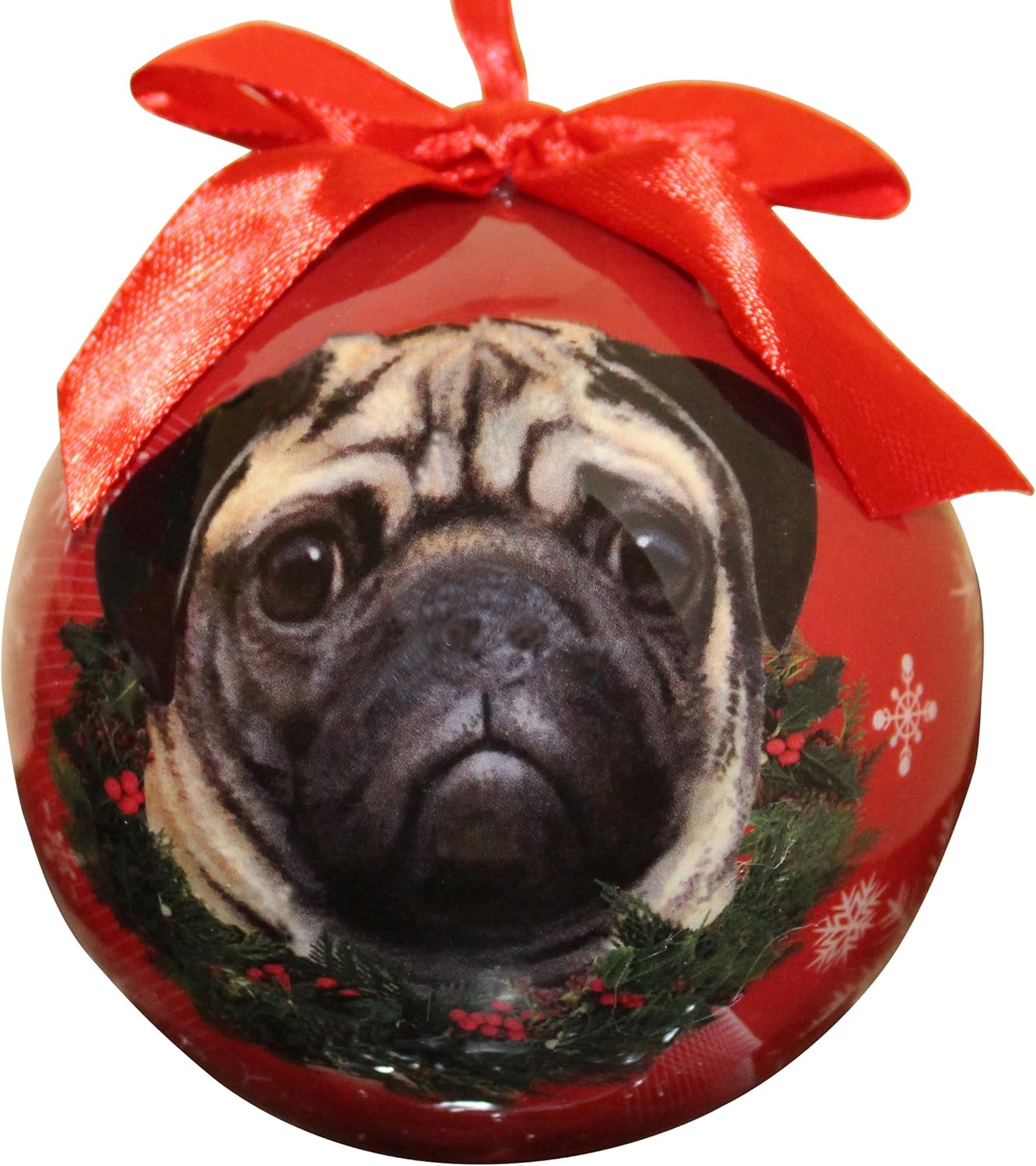 Bola a prueba de roturas de adorno de Navidad de Pug fácil de personalizar A para los amantes del pug