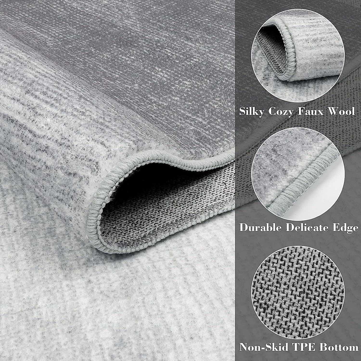 Wonnitar Alfombra moderna color gris degradado de 4 x 6 pies para dormitorio, alfombra lavable para sala de estar, antideslizante, resistente a las