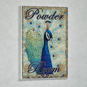 Stupell Industries Placa de pared para habitación de pavo real, multicolor cálida Stupell Industries Placa de pared para habitación de pavo real, multicolor cálida